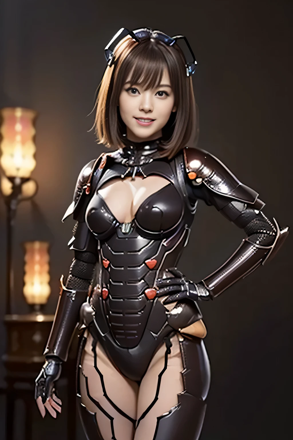 (high resolution,masterpiece,best quality,extremely detailed CG, anime, official art:1.4), realistic, photo, amazing fine details, all intricate, gloss and shiny,awesome many layers, 8k wall paper, 3d, sketch, kawaii, illustration,( solo:1.4), perfect female proportion,villainess, (fusion of dark brown cockroach and lady:1.4), (brown cockroach form lady:1.2), (brown cockroach lady:1.2), (fusion:1.2), (solo:1.4), (evil smile:1.2), muscular, abs, (cockroach brown exoskeleton bio insect suit:1.4), (cockroach brown exoskeleton bio insect armor:1.2), (brown transparency cockroach wing:1.4), (brown cockroach antennae:1.3),