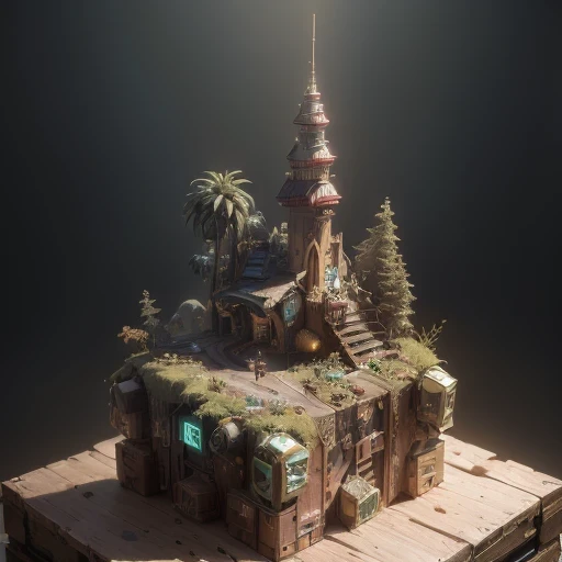 6598年Mars realistic model, (bifurcation, original photo, best quality, masterpiece:1.4),SteampunkCyberpunk6820 City,(CyberpunkMars light:1.3), Mars (related to land),(in a small nature box:1.3),Isometric, small nature, landscape on foundation,landscape,