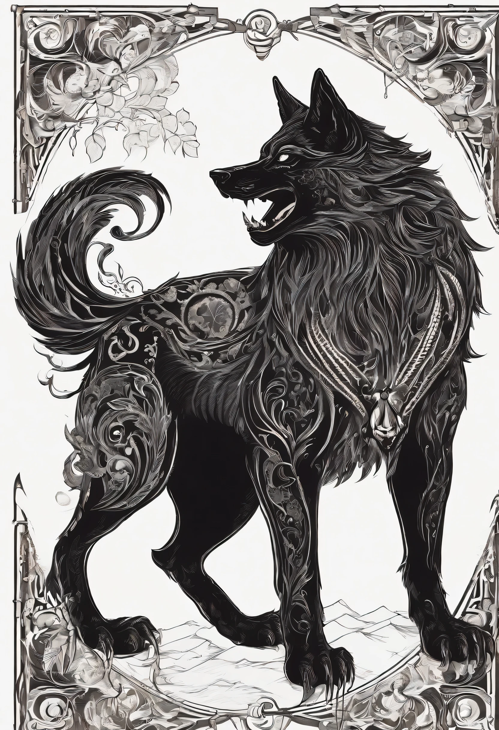 Werewolf huge black humanoid wolf.