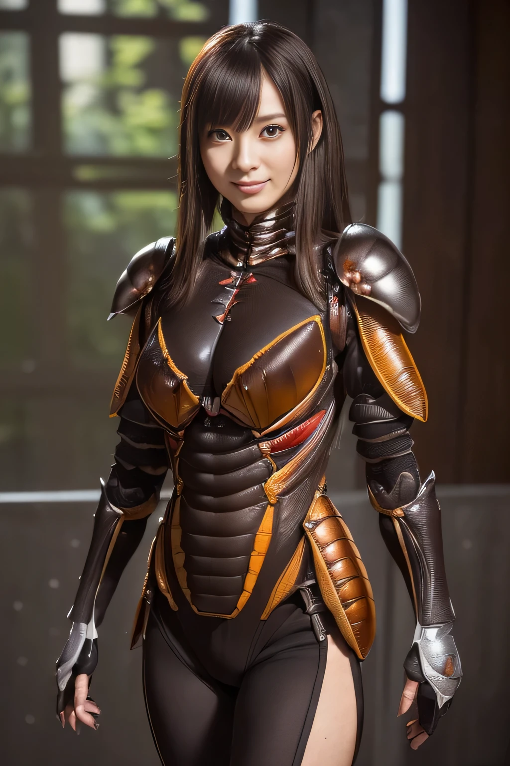 (high resolution,masterpiece,best quality,extremely detailed CG, anime, official art:1.4), realistic, photo, amazing fine details, all intricate, gloss and shiny,awesome many layers, 8k wall paper, 3d, sketch, kawaii, illustration,( solo:1.4), perfect female proportion,villainess, (fusion of dark brown cockroach and lady:1.4), (brown cockroach form lady:1.2), (brown cockroach lady:1.2), (fusion:1.2), (solo:1.4), (evil smile:1.2), muscular, abs, (cockroach brown exoskeleton bio insect suit:1.4), (cockroach brown exoskeleton bio insect armor:1.2), (brown transparency cockroach wing:1.4), (brown cockroach antennae:1.3),