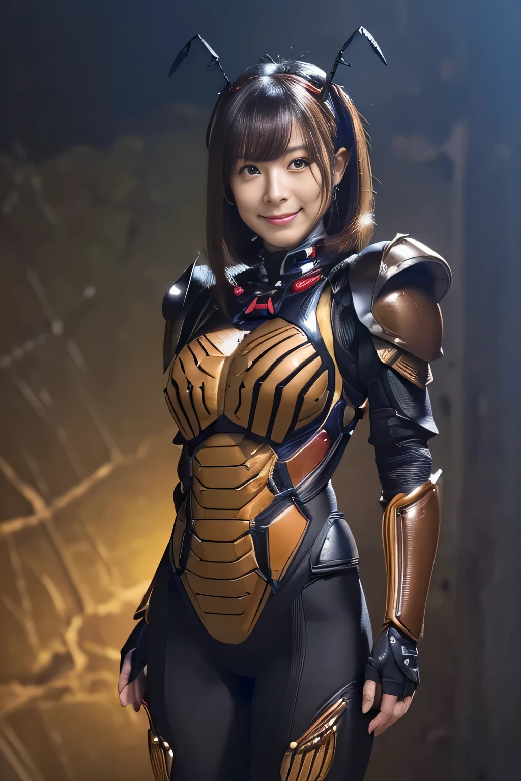 (high resolution,masterpiece,best quality,extremely detailed CG, anime, official art:1.4), realistic, photo, amazing fine details, all intricate, gloss and shiny,awesome many layers, 8k wall paper, 3d, sketch, kawaii, illustration,( solo:1.4), perfect female proportion,villainess, (fusion of dark brown cockroach and lady:1.4), (brown cockroach form lady:1.2), (brown cockroach lady:1.2), (fusion:1.2), (solo:1.4), (evil smile:1.2), muscular, abs, (cockroach brown exoskeleton bio insect suit:1.4), (cockroach brown exoskeleton bio insect armor:1.2), (brown transparency cockroach wing:1.4), (brown cockroach antennae:1.3),