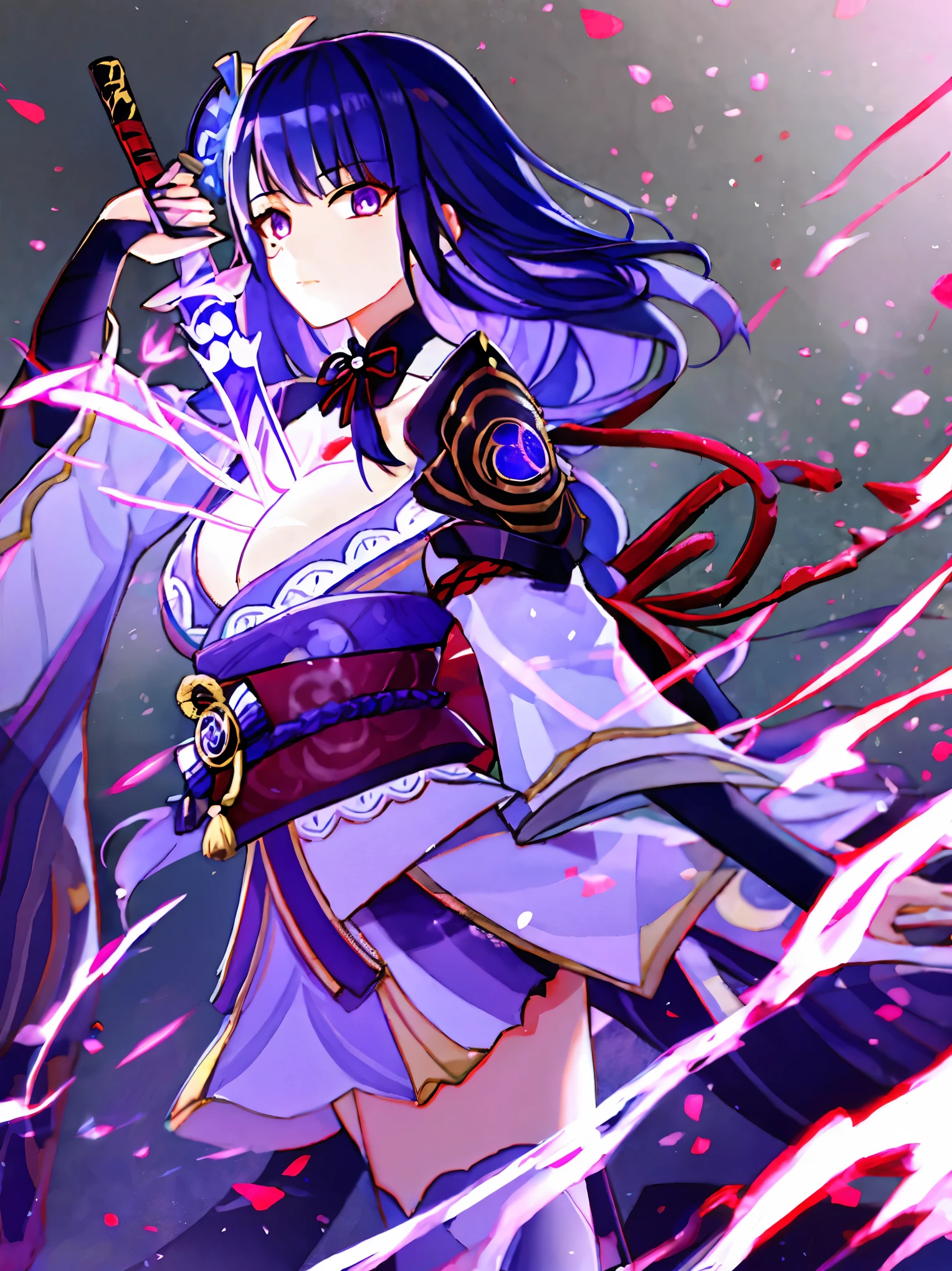 Raiden_shogun is pulling a blade from her chest