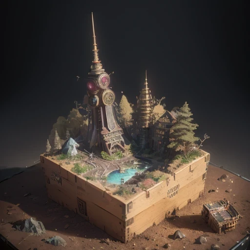 6598年Mars realistic model, (bifurcation, original photo, best quality, masterpiece:1.4),SteampunkCyberpunk6820 City,(CyberpunkMars light:1.3), Mars (related to land),(in a small nature box:1.3),Isometric, small nature, landscape on foundation,landscape,