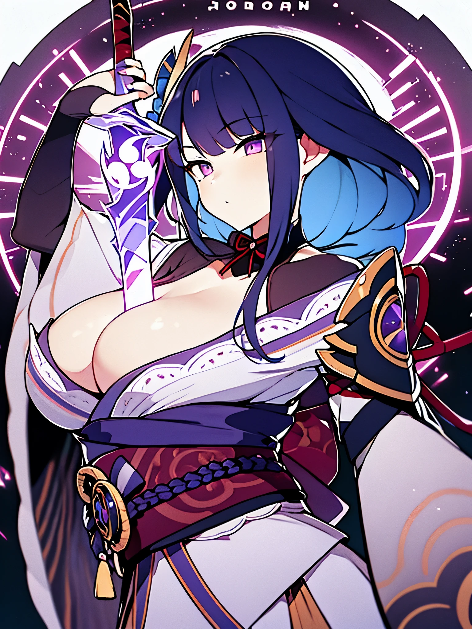 Raiden_shogun is pulling a blade from her chest