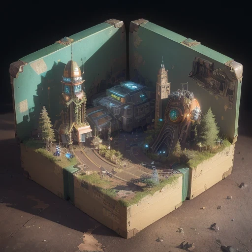 6598年Mars realistic model, (bifurcation, original photo, best quality, masterpiece:1.4),SteampunkCyberpunk6820 City,(CyberpunkMars light:1.3), Mars (related to land),(in a small nature box:1.3),Isometric, small nature, landscape on foundation,landscape,