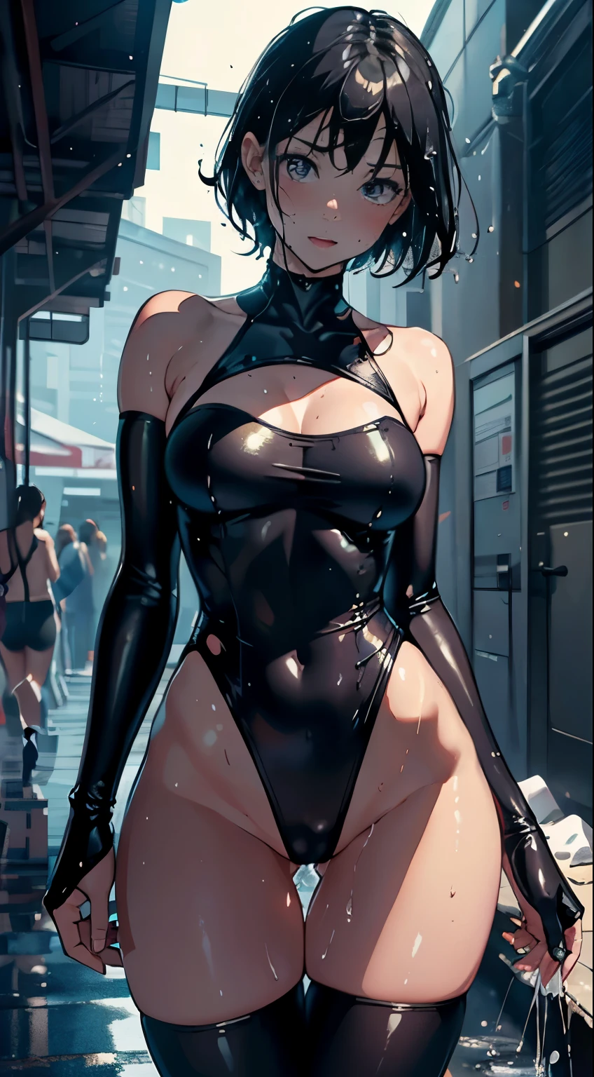 (masterpiece), (best quality), (Super detailed), (Best Illustration), (best shadow),
break girl, delicate eyes, Sweat, steam, Medium chest, National Science Foundation, looking at the audience, faint smile, ,tube top,whole body,open mouth,Fluid on the thighs、flowing liquid(Attractive ass:1.2),、exposed、disheveled、Clothing that fits snugly,exposed的胸部、(((Wet clothing))),tube top,(((ultra-thin clothing))),(Body model),((body outline)),(Stride),grinning, blush,Hyperactive expression,Rubbing hands on crotch,raised vulva contour,saliva,