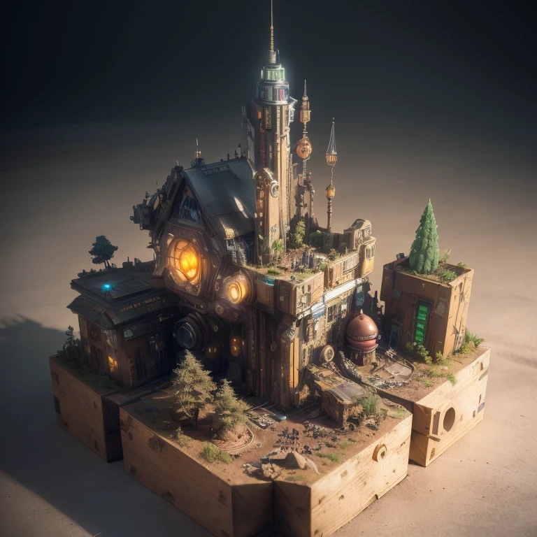 6598年Mars realistic model, (bifurcation, original photo, best quality, masterpiece:1.4),SteampunkCyberpunk6820 City,(CyberpunkMars light:1.3), Mars (related to land),(in a small nature box:1.3),Isometric, small nature, landscape on foundation,landscape,