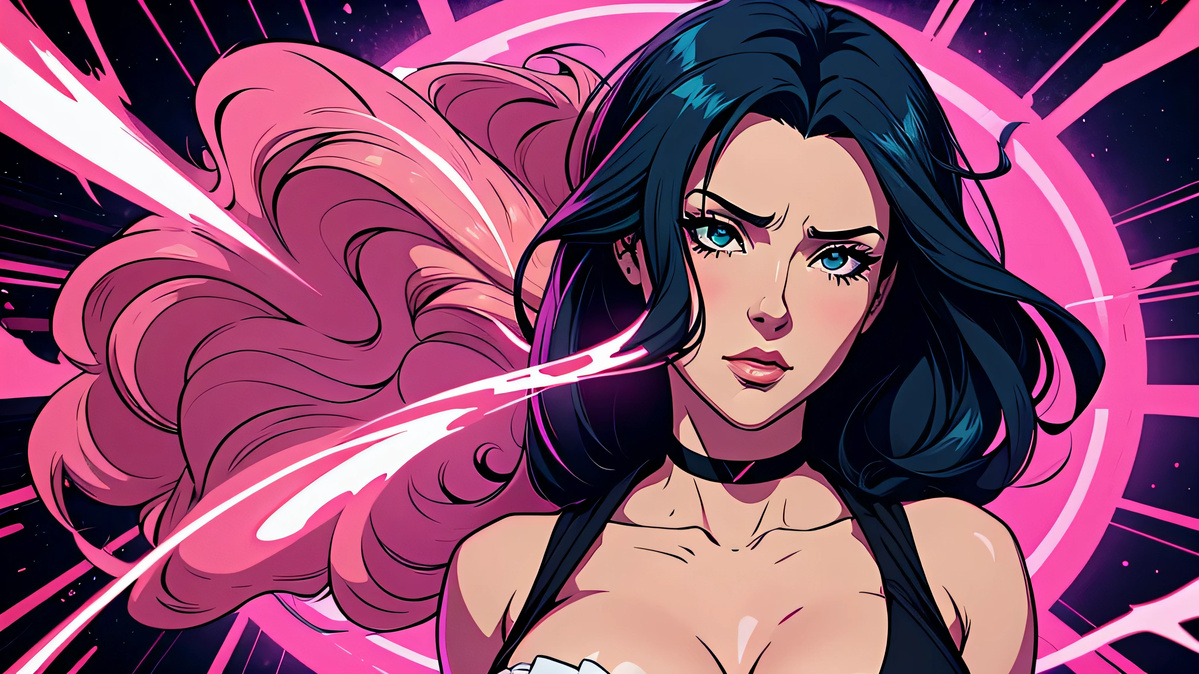 garota de anime, mostrando corpo inteiro, seios enormes, lolita, sensual, fumando, Capa do álbum Anime Phonk Brain Sick, musica, ondas sonoras, com cores vermelho e preto neon
