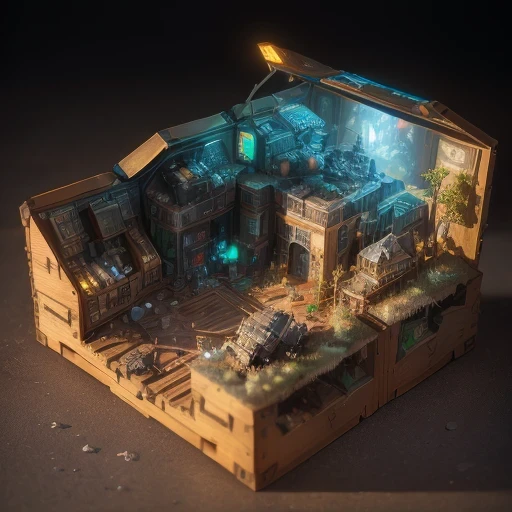 6598年Mars realistic model, (bifurcation, original photo, best quality, masterpiece:1.4),SteampunkCyberpunk6820 City,(CyberpunkMars light:1.3), Mars (related to land),(in a small nature box:1.3),Isometric, small nature, landscape on foundation,landscape,