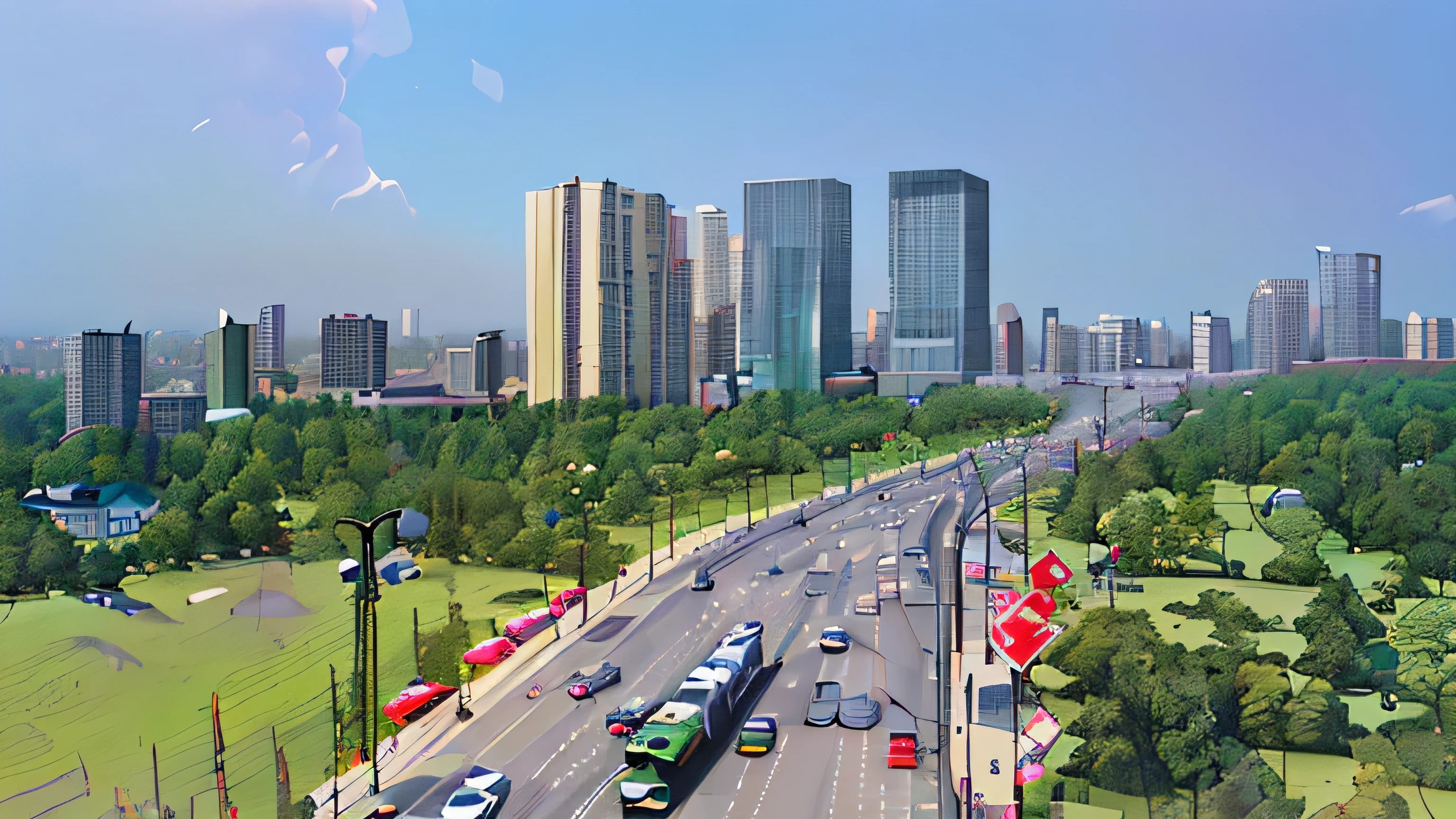 
（masterpiece：1.4）， （best quality：1.4）， （high detail：1.4）， （a high resolution：1.4）， （detailed：1），City high-rise road，Digital oil painting