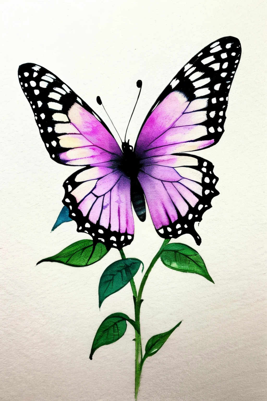 Butterfly and flower watercolor tattoo