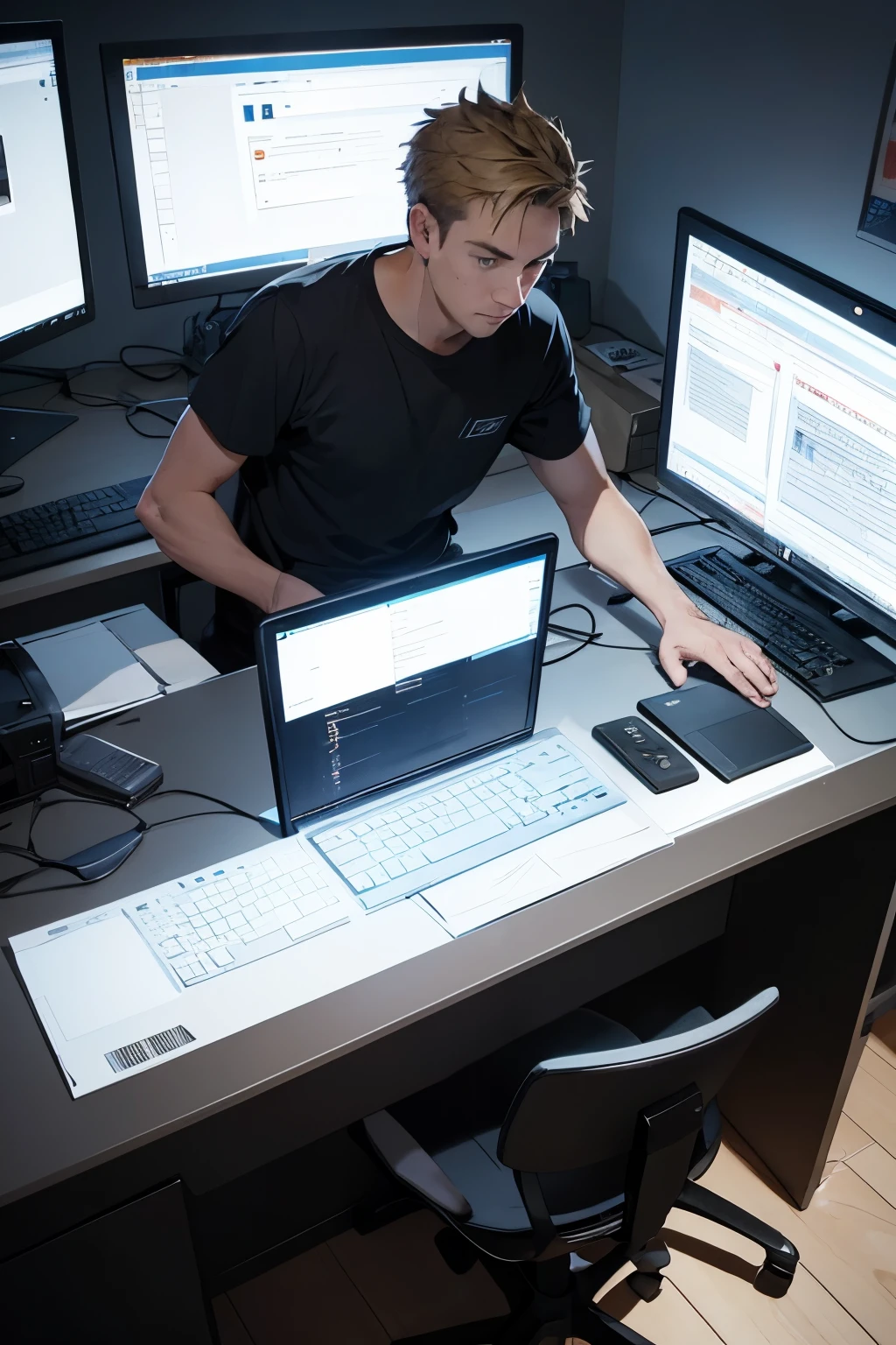 Guy in front of a computer designing