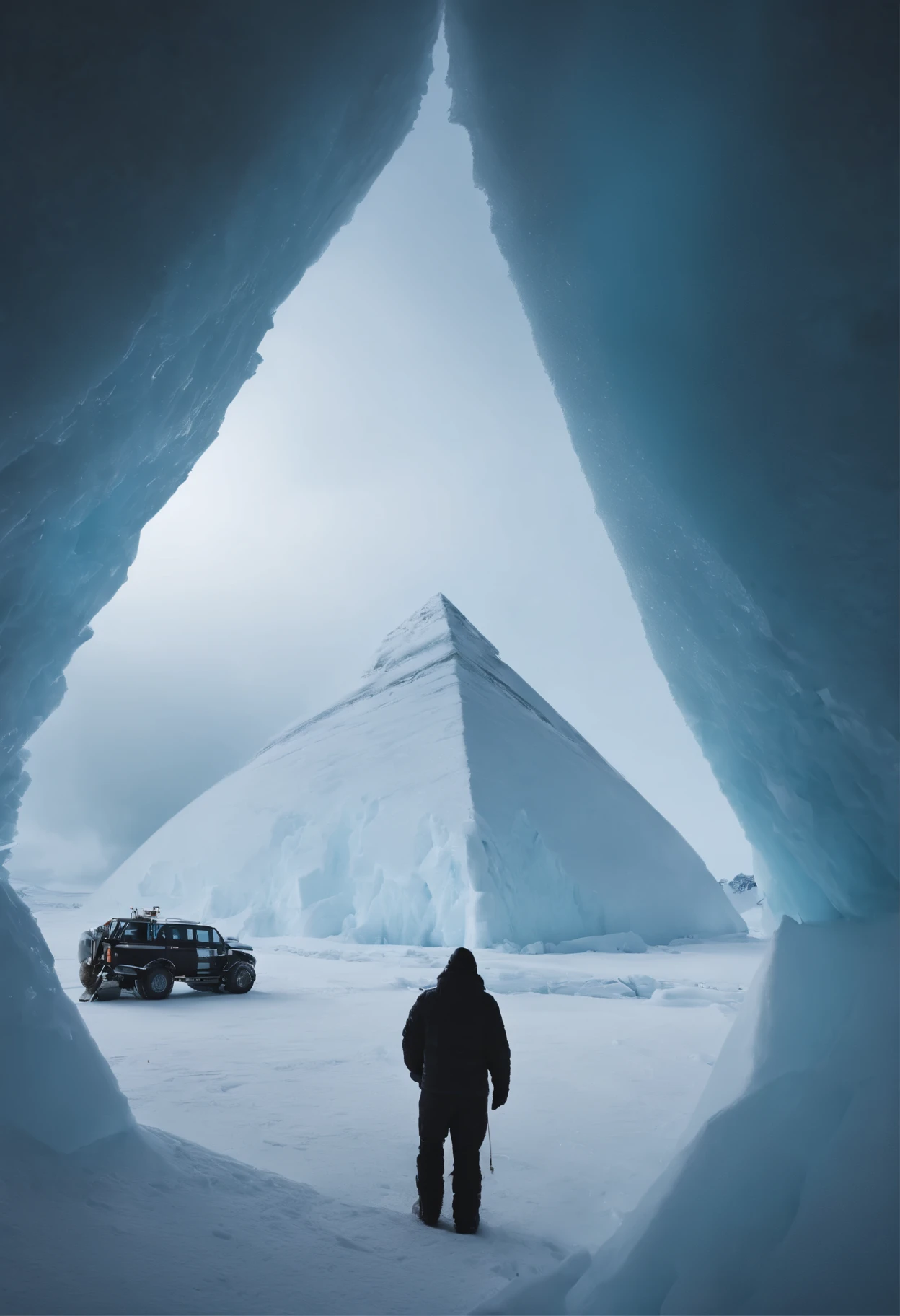 Antarctica、great composition、huge ice wall、Ice pyramid、Remains、spaceship、human、ice World、古代Remains、researcher、plant、wide entrance、