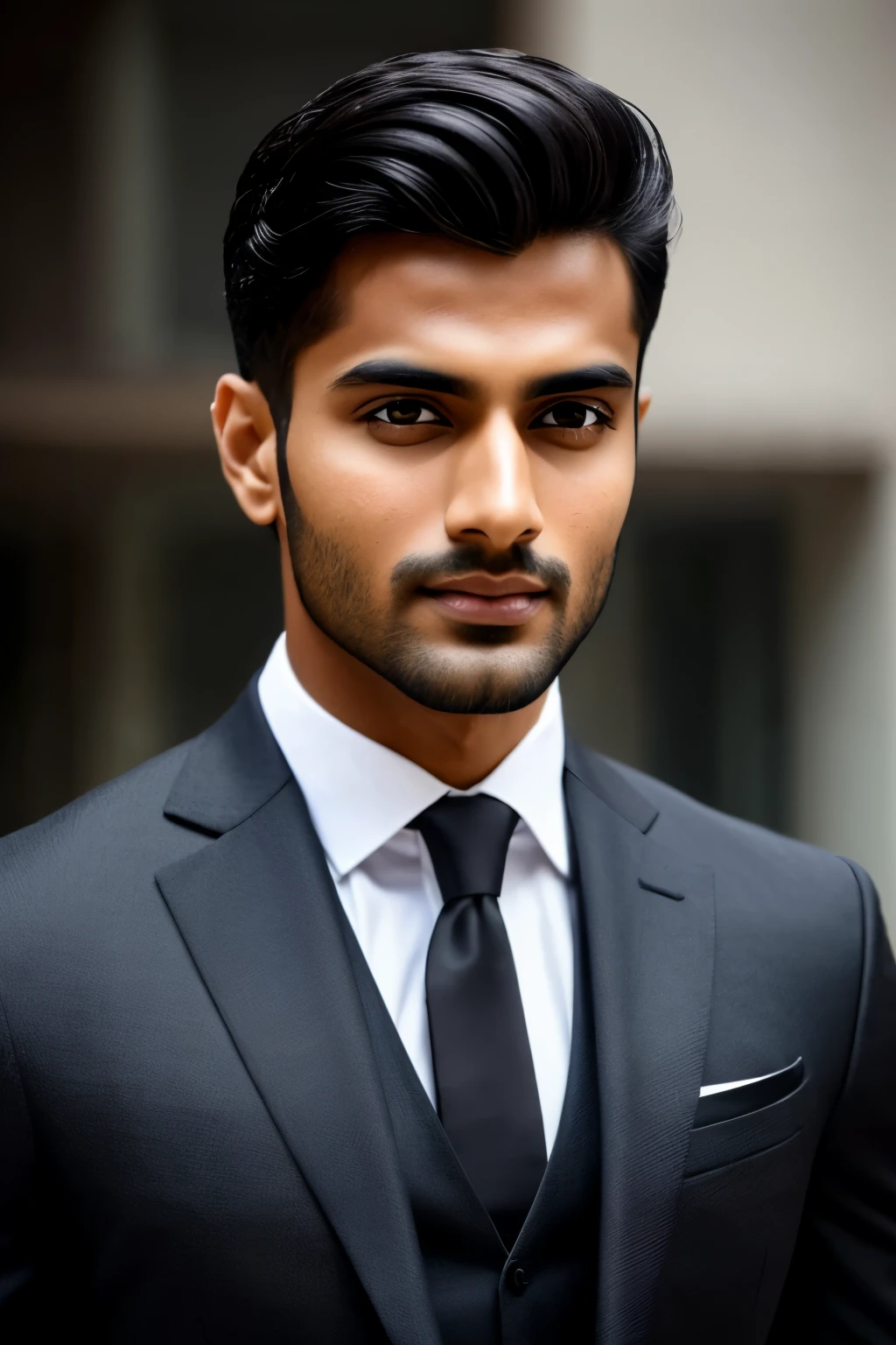 A 25-year-old handsome Indian man with fair skin, ultra-realistic radiant complexion, and captivating black eyes. He is dressed in a well-tailored suit, exuding confidence and sophistication. Front view, close-up selfie, taken with a high-end camera like Canon or Sony. Detailed, high-quality image, focusing on his sharp features and expressive eyes. #indianhandsomeman #ultrarealistic #fairskin #radiantcomplexion #blackeyes #confident #sophisticated #tailoredsuit #closeupselfie #highdefinition #canon #sony