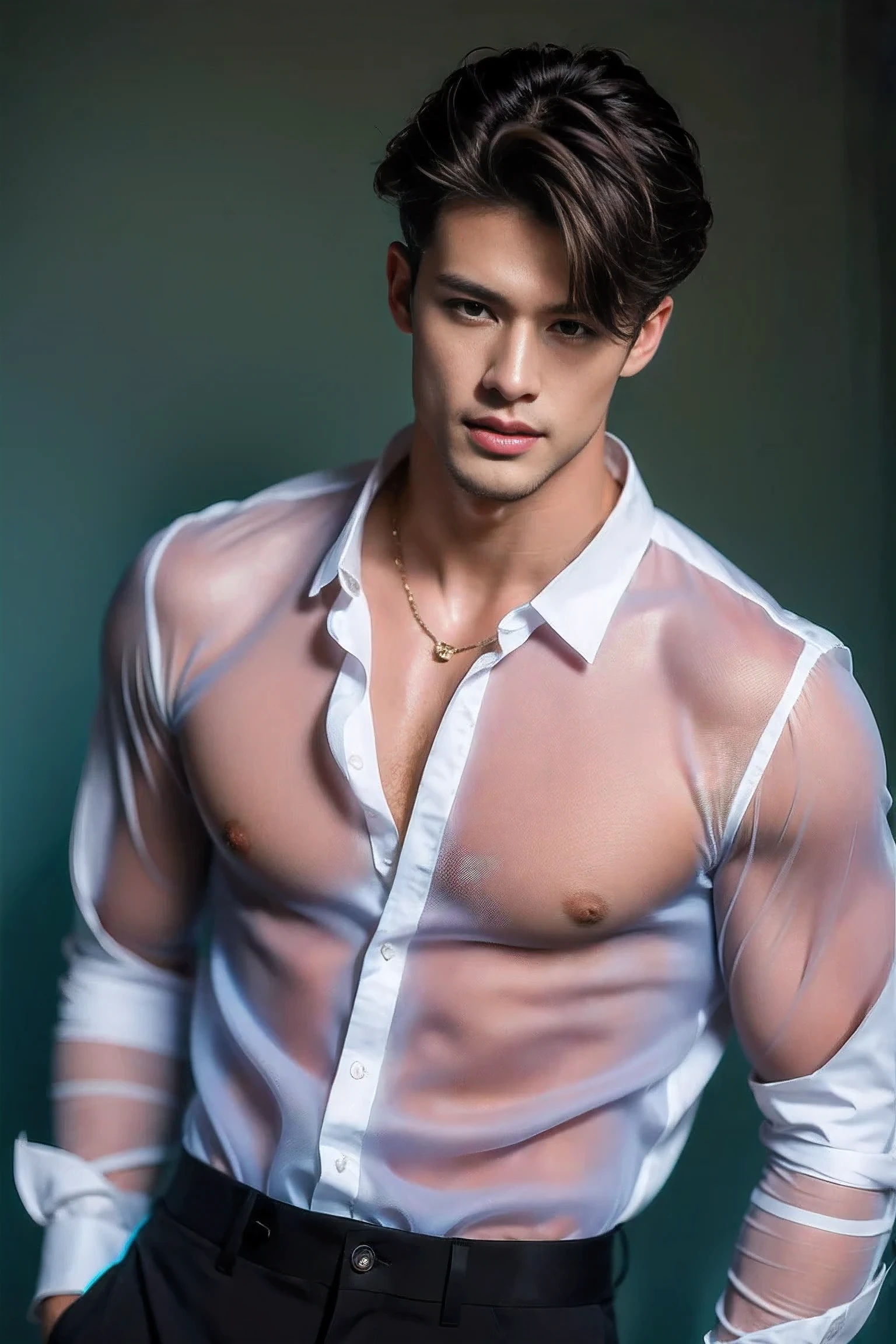 Realistic Photography, 8k ,Handsome Men ,Transparent Shirt