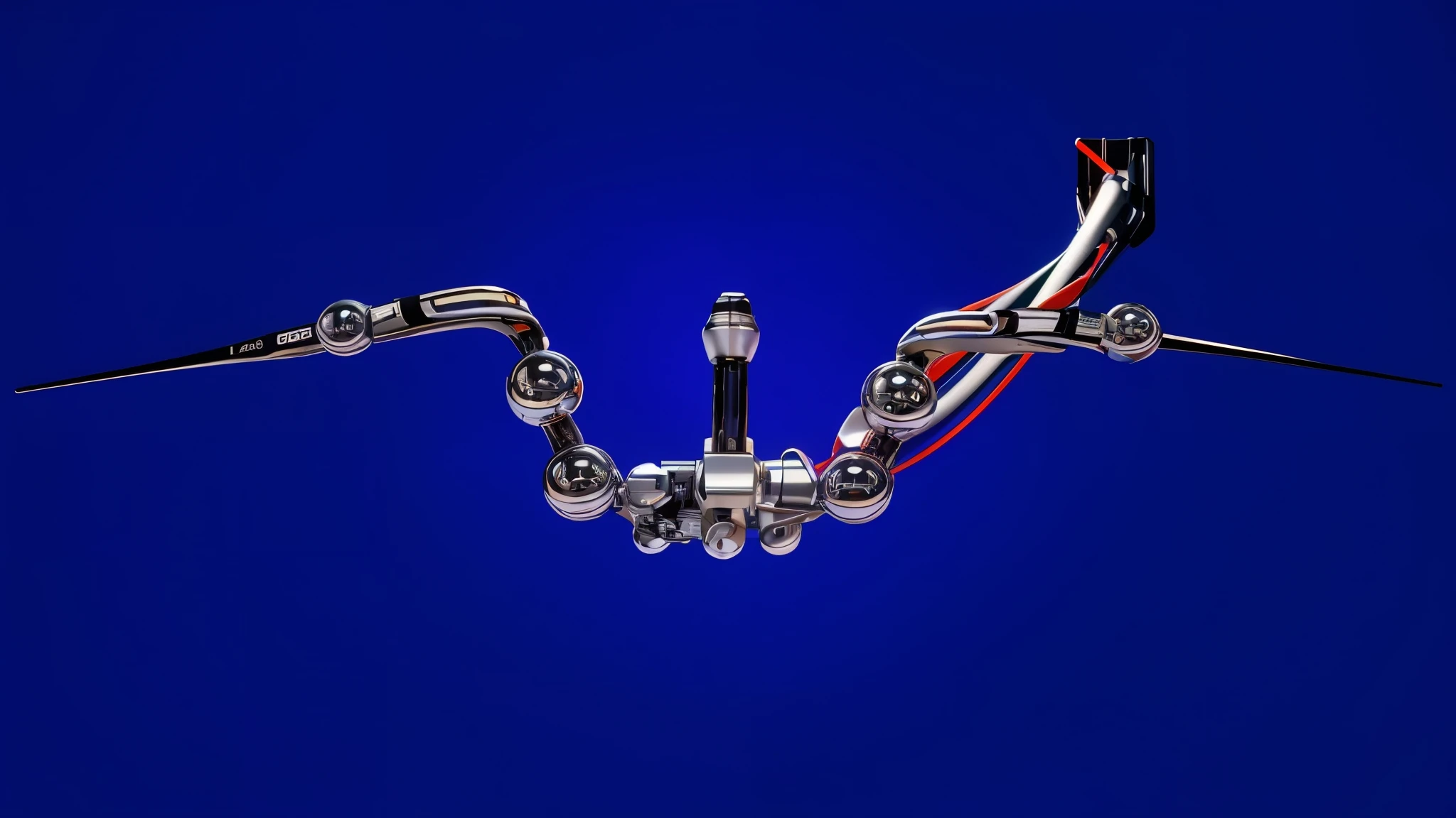 The image depicts a robotic arm with wires and a V-shaped structure.Shiny metallic, zbrush color rendering. perfect cgi, cgi art created only with gradients, smooth silhouette, high intensity refraction, (plastic material), most beautiful vfx, blue background, plastic refractions, pink mommy long legs toy, glossy texture, smooth 3d model, multiple light sources, rim light, sharp post effects render, (glossy plastic texture with multiple big light probe refractions), perfect cgi, cgi art created only with gradients, smooth silhouette, high intensity refraction, (plastic material), most beautiful vfx, blue background, plastic refractionsмультяшная, Чаки style, 3rd character render, April render, 3D rendering of characters 8k, Tuni, 3D rendering stylized