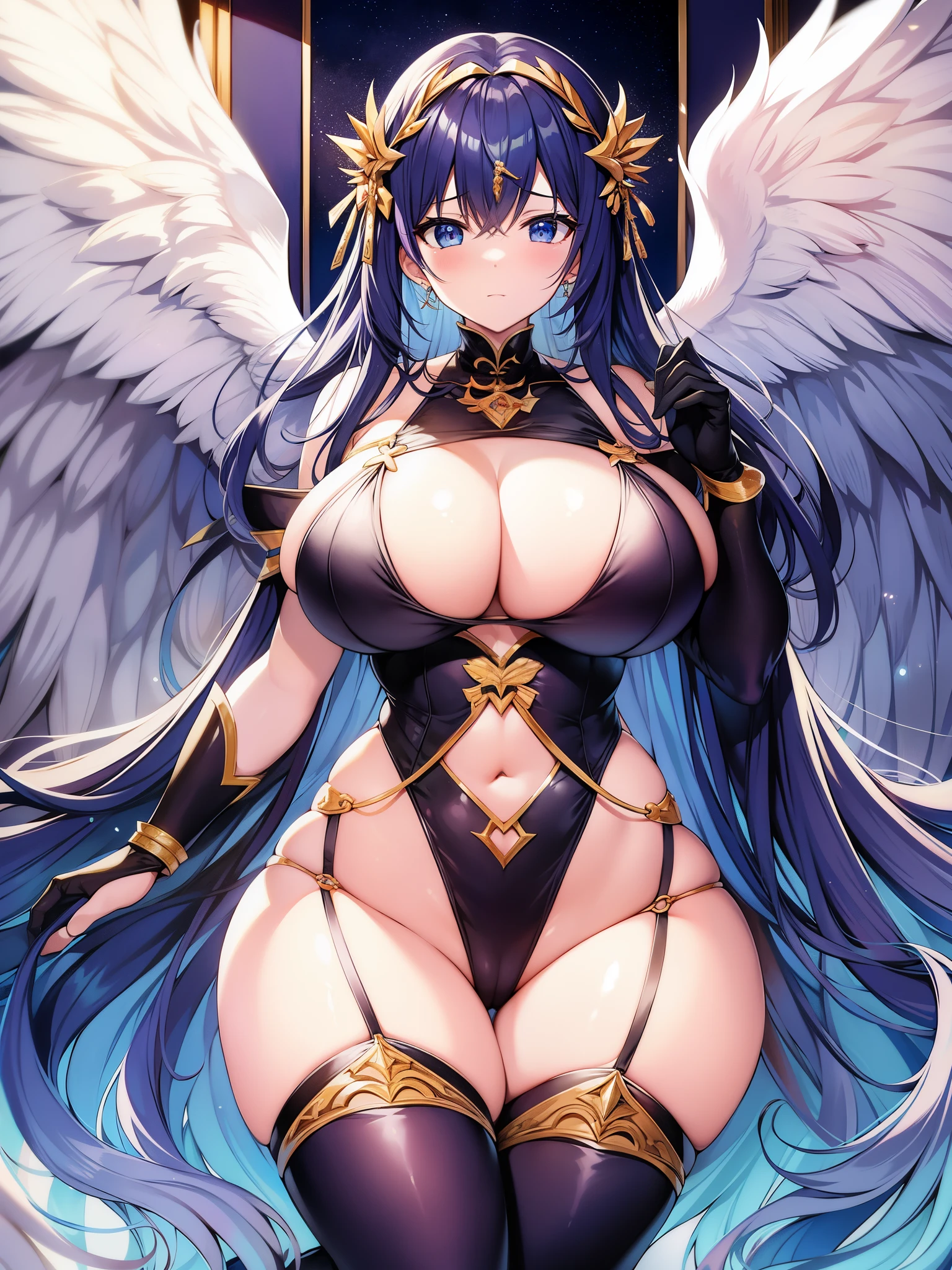 Anime Angel Girl con pecho grande y pechos grandes、OPPAI、super Wide angel、Mejor valorado en Pixiv、pechos grandes!、pecho esponjoso、pechos grandes!!、wide angel、Pechos cubiertos y SFW、Alas angelicales en su espalda、Sakura Kinomoto、huge body、[ Arte Digital 4K ]!!、anime temptation、SFW huge body