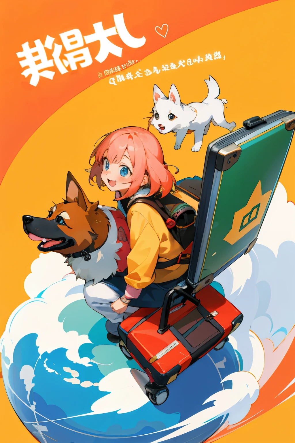 Anime-style cover picture description:
Adopted in a cute cartoon line drawing style, the image features a kind and caring girl, showcasing deep affection and humane feelings for a cheerful and optimistic dog by her side. The girl, with a friendly attitude, keeps small travel-related items around her, such as a compact suitcase, maps, and a globe, reflecting the travel theme. Warm colors dominate the picture, creating a friendly and welcoming atmosphere.
The Chinese title "Travel Questionnaire" is prominently displayed at the top of the image, and the girl and dog duo invite participants with sincere expressions, encouraging them to join in the adventure. The