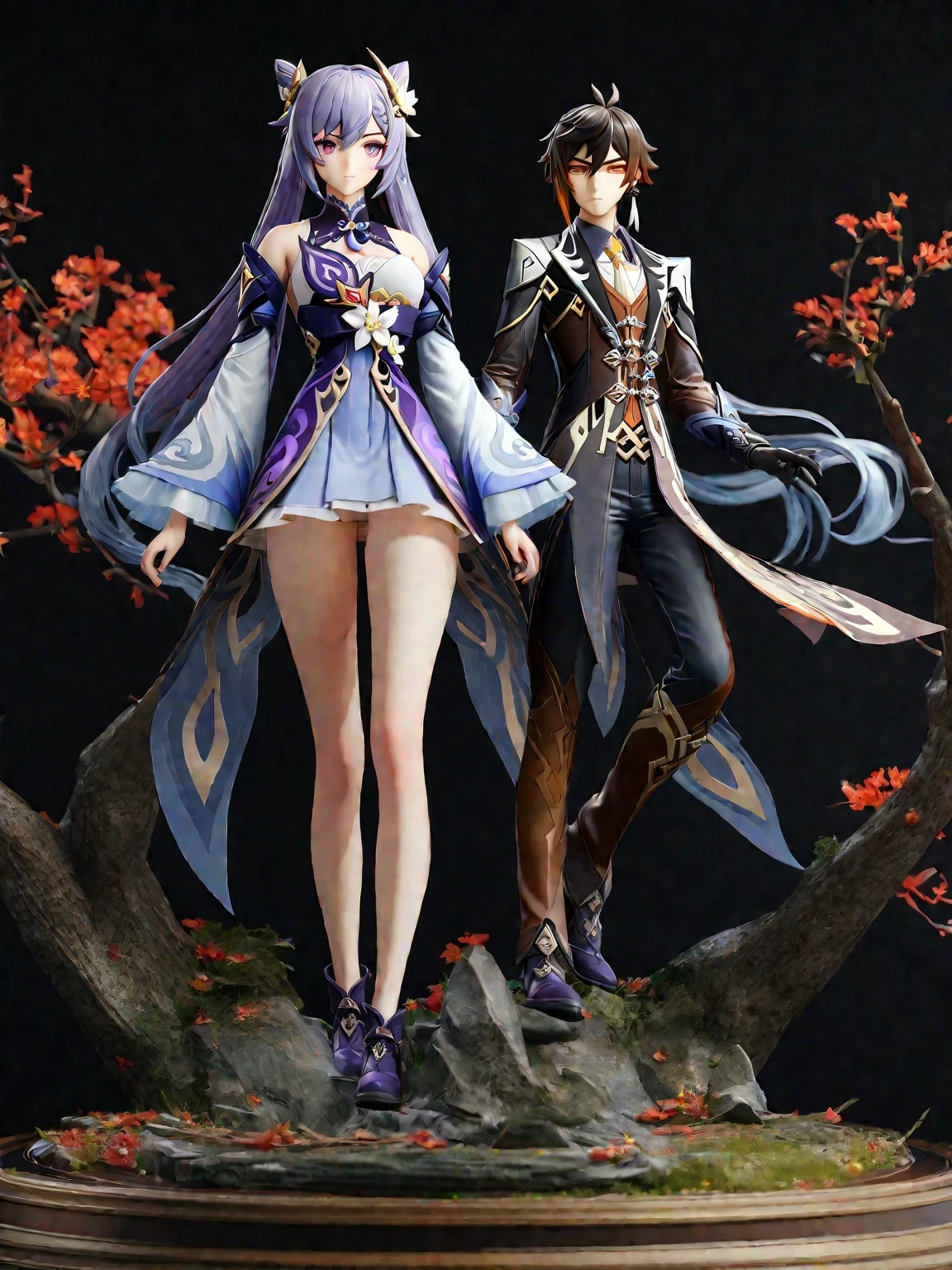 diy17，Highest quality, ultra-high definition, masterpieces, 8k, realistic, anime styled, 3d render，araffe statue of a woman with blue hair and a blue dress, keqing from genshin impact, 3 d render character art 8 k, 8k high quality detailed art, zhongli from genshin impact, anime figurine, ( highly detailed figure ), anime highly detailed, game cg, 8k octae render photo, super highly detailed