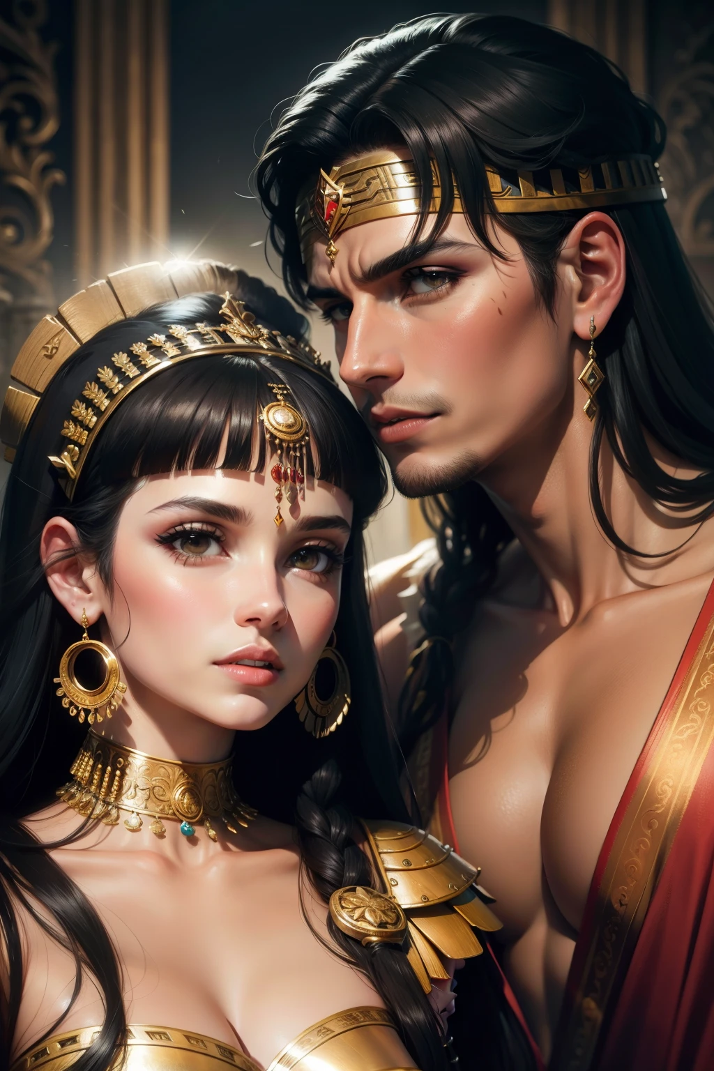 marco antonio e cleopatra (apenas o rosto)