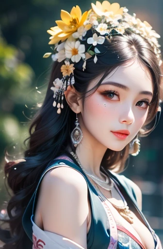 best quality, masterpiece, high resolution, 1 girl,blush,(seductive smile:0.8),star shaped pupils,china hanfu,hair accessories,necklace, jewelry,pretty face,above_Body, Tyndall effect,lifelike, dark studio, edge lighting, two color lights,(High detail skin:1.2), 8K uhd, DSLR camera, soft light, high quality, Volumetric lighting, frank, photo, High resolution, 4K, 8K, Bokeh