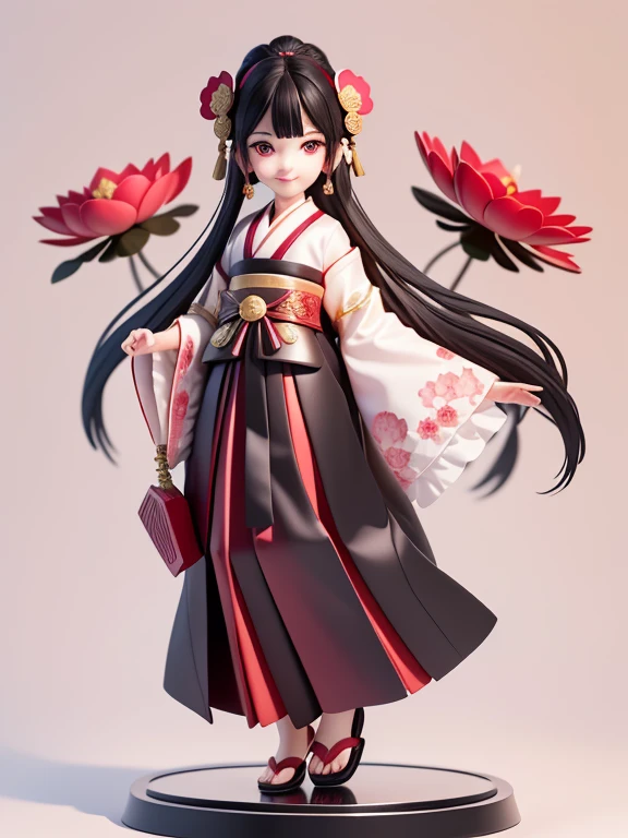 dynamic angle,<lora:Guakamo_figurine:0.8>,(masterpiece:1.5),HDR,vivid colors,1girl,asymmetrical legwear,bell,black footwear,black hair,boots,bow,full body,hat,japanese clothes,kimono,long hair,long sleeves,fox mask,solo,standing,thighhighs,very long hair,wide sleeves,flower,lily_(flower),1girl,white_flower,lotus,floral_background,pink_flower,daisy,long_hair,lily_pad,masterpiece,best quality,(Photorealistic:1.4),((Photoshoot Pose)),smiling,detailed face,detailed eyes,skin pores,realistic skin,looking_at_viewer,Cinematic shot,Ray Trace,Depth of Field,(((full body))),<lora:more_details:0.5>,
