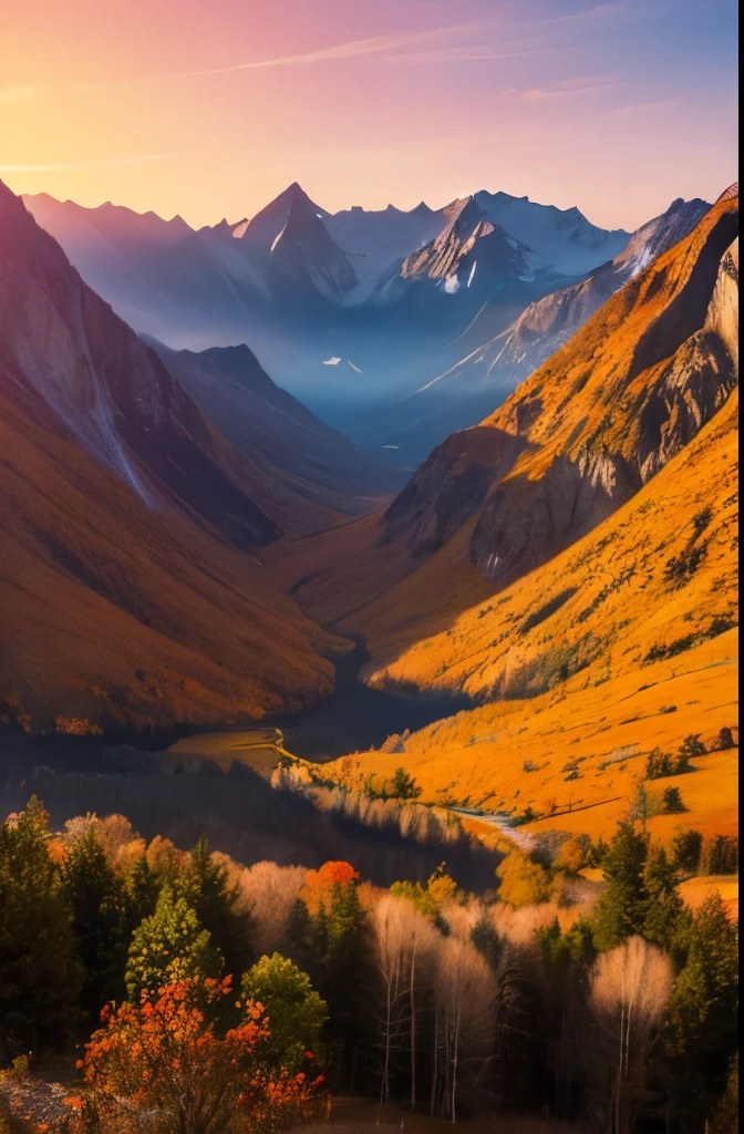 mountains background,Oriental colors,Anime color painting style,The color is dim,novel cover