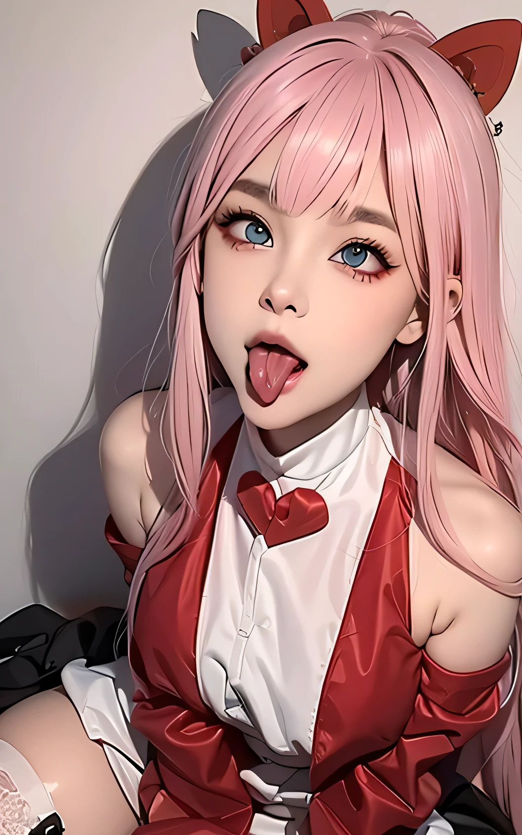 1 girl, (sticking out her tongue out), (tongue), ultra high resolution, realistic, highest quality, 8K resolution, masterpiece, Cat ear, choker, garter belt, garter strap, latex, Swimsuit, Tank top, close up of face, (Ahe face), kneel down, ah、face, please open your mouth wide, Stick out your tongue to receive, one hand in mouth, ecstasy, (white sperm on face), raise your face, shoot from above, (White sperm dripping from the mouth), tongue is sticking out, (White sperm accumulation on the tongue), ecstatic expression, A large amount of white sperm in the mouth, I&#39;m holding a very thick brown frankfurter in my hand, Suck a very thick brown frankfurter, Chew a very thick brown sausage, Lots of white cum from the tip of a very thick brown frankfurter, White sperm on the chest, delicate fingertips, complicated fingertips, The thick brown mountain jaw is sucked deep into the throat, and the white sperm leaks from the gap., drainage of water from the crotch, A large amount of sperm in the body, Massive creampie, NSFW, eyes roll back, look up, zero two