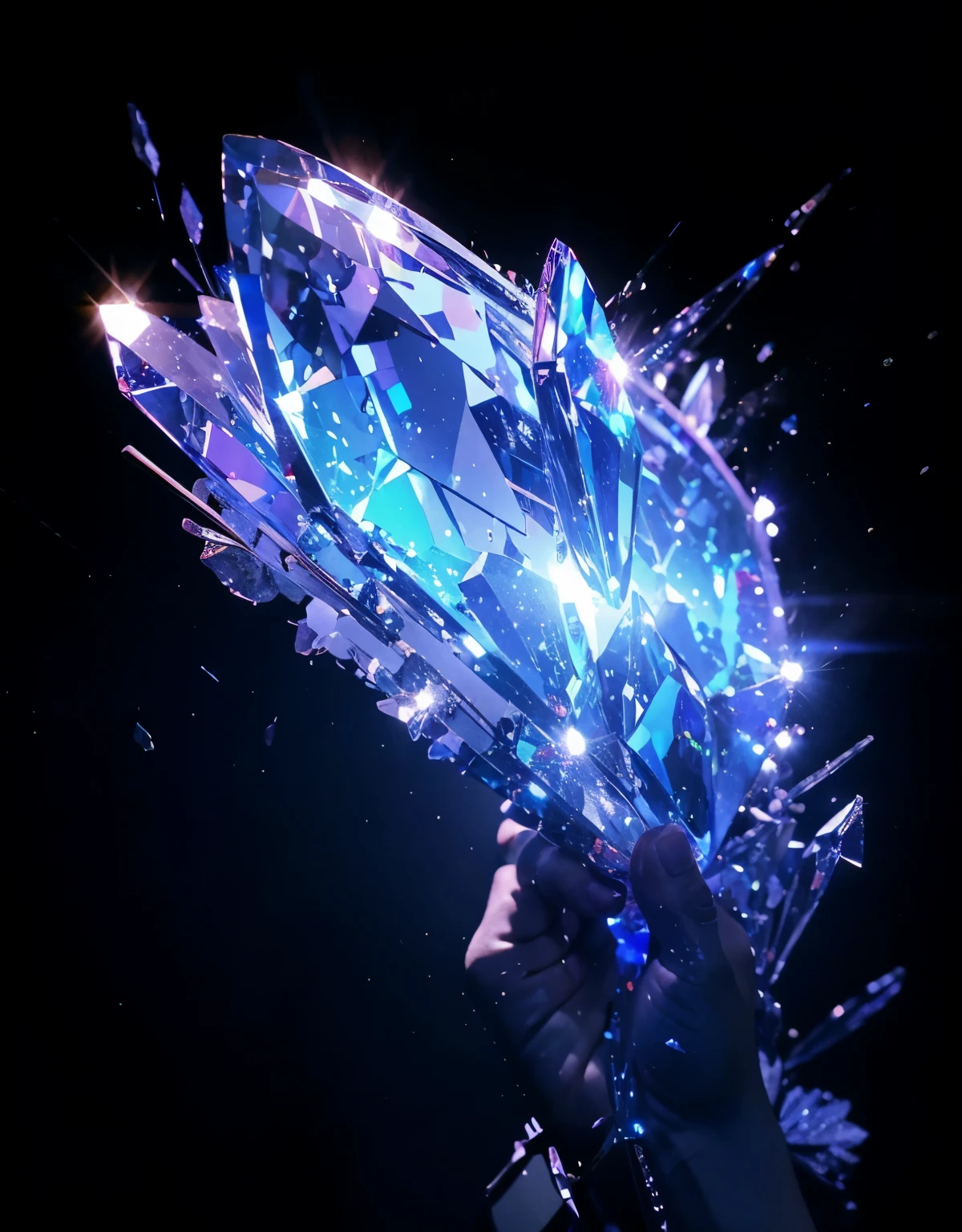 {{masterpiece, best quality, Extremely detailed CG, unified 8k wallpaper, movie lighting, }}, Butterfly,梦幻般的紫色Butterfly,(Pure black background),crystal shard,A little bit of light,Tyndall effect,Brilliant gem minerals