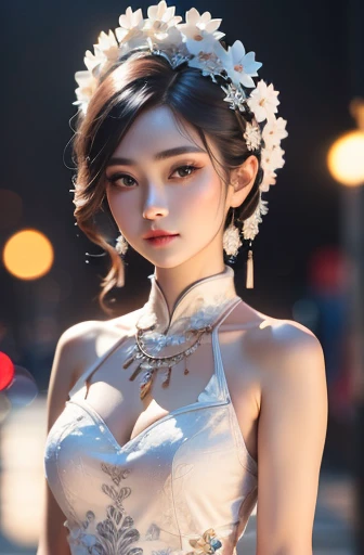 masterpiece,((clear lines)),  Limited color palette,best quality, flat color, low contrast, ((1 girl)),(((An extremely delicate and beautiful girl))),(Beautiful and delicate face),(Beautiful and delicate eyes),{long hair},hair accessories,((Medium chest)),黑色long hair,Headbands,Uniforms , permanent,((looking at the audience:1.6)), view from below,beautiful detailed sky,bright sky,cloudy sky,Sunlight, (detail light),light,rich and colorful,ocean,beach, bridge,on the way to school,skyscrapers, autumn, haze