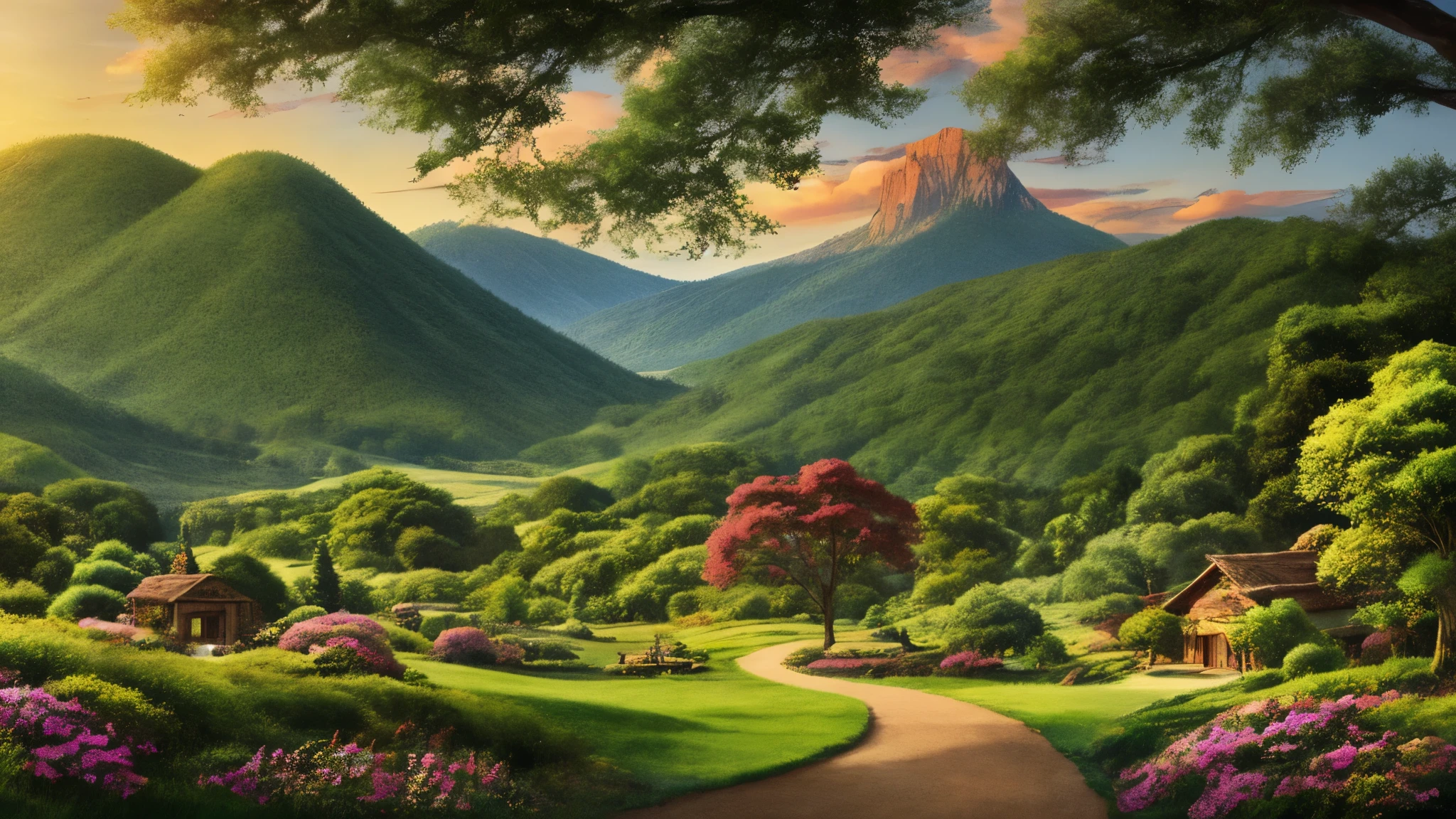 ghibli studio、Scenery of Ghibli、Ghibli style images、Ghibli style illustration、rural scenery、Ghibli-style landscape