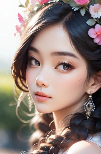 masterpiece,((clear lines)),  Limited color palette,best quality, flat color, low contrast, ((1 girl)),(((An extremely delicate and beautiful girl))),(Beautiful and delicate face),(Beautiful and delicate eyes),{long hair},hair accessories,((Medium chest)),黑色long hair,Headbands,Uniforms , permanent,((looking at the audience:1.6)), view from below,beautiful detailed sky,bright sky,cloudy sky,Sunlight, (detail light),light,rich and colorful,ocean,beach, bridge,on the way to school,skyscrapers, autumn, haze