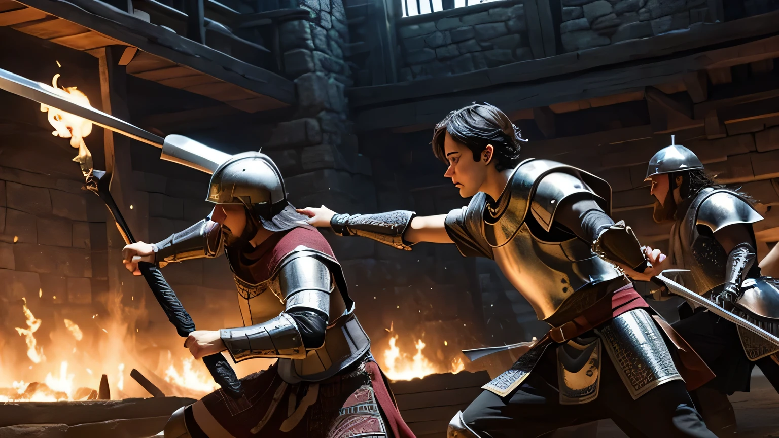 create for me a photo of a battle of warriors in medieval times