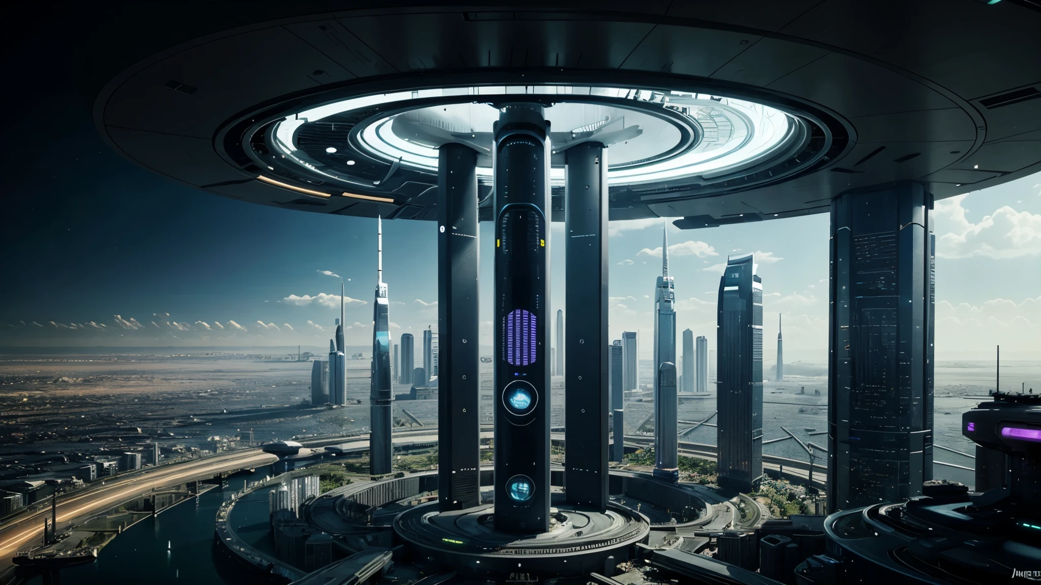 A futuristic world with ultra-technologic elements and over-developed citizens living 1000 years from now”