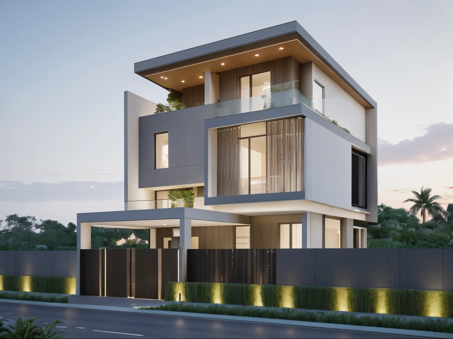 Modern townhouse villa, 3 floors, render vray, exterior design, designed by architect Vo Trong Nghia. This masterpiece showcases a realistic house, capturing the essence of modern living. The high-quality craftsmanship brings this architectural vision to life.
The townhouse villa stands tall with its contemporary facade, boasting sleek lines and captivating symmetry. The exterior design is meticulously crafted, showcasing a perfect blend of concrete, glass, and steel. The choice of materials adds a touch of elegance and sophistication to the overall structure.
The exterior living spaces are just as enchanting as the interior. A rooftop terrace provides panoramic views of the surrounding cityscape, offering a perfect place to unwind and enjoy the breathtaking sunset. The inviting outdoor pool beckons for a refreshing dip, while the carefully curated landscaping provides privacy and serenity.
In collaboration with the renowned architect Vo Trong Nghia, this modern townhouse villa epitomizes the pinnacle of architectural design. With its realistic rendering and photo-realistic quality, it is a true work of art that captures the essence of contemporary living. Post Processing, Post-Production, CGI, VFX, SFX, Full color,((Unreal Engine 5)), Canon EOS R5 Camera + Lens RF 45MP full-frame CMOS sensor, HDR, Realistic, Cinematic intricate detail, extreme detail, science, hyper-detail, super detail, super realistic, crazy detail, intricate detail, nice color grading, reflected on glass, eye-catching wall lights, octane render, cinematic, trending on artstation, High-fidelity, Viwvid, Crisp, Sharp, Bright, Stunning, ((Lifelike)), Natural, ((Eye-catching)), Illuminating, Flawless, High-quality,Sharp edge rendering, medium soft lighting, photographic render, detailed archviz