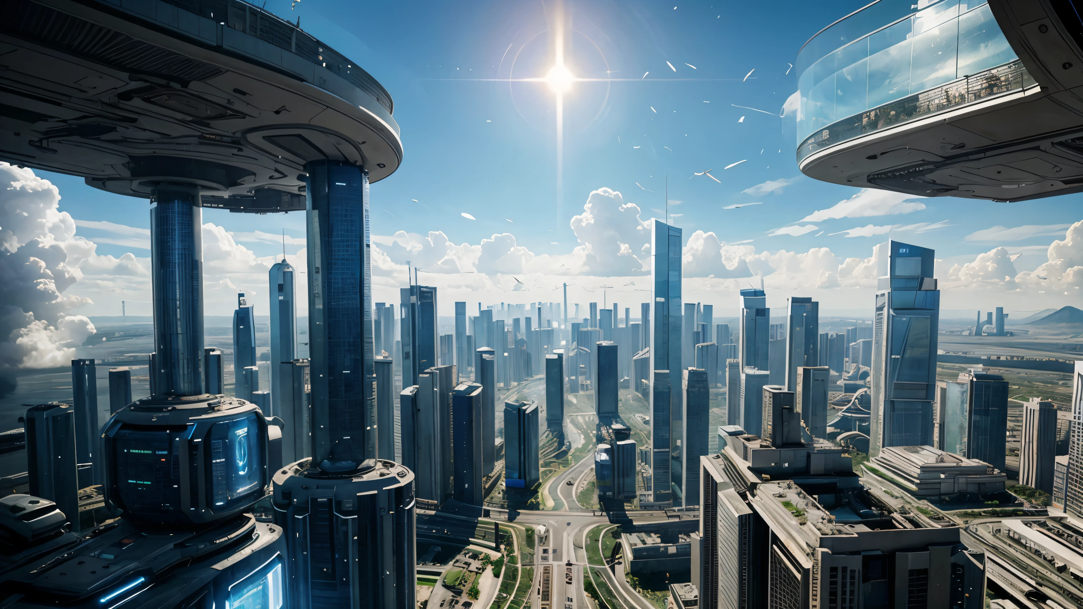 A futuristic world with ultra-technologic elements and over-developed citizens living 1000 years from now”