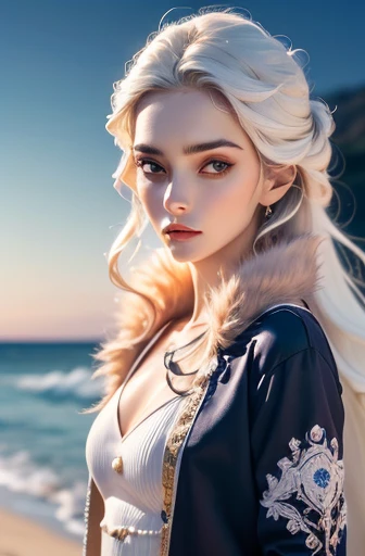 white hair, girl, Profile picture, blue eyes