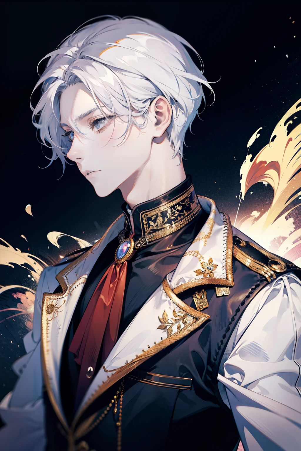A man with white hair,indifferent expression, full body picture((best quality)), ((masterpiece)), (detailed), perfect face