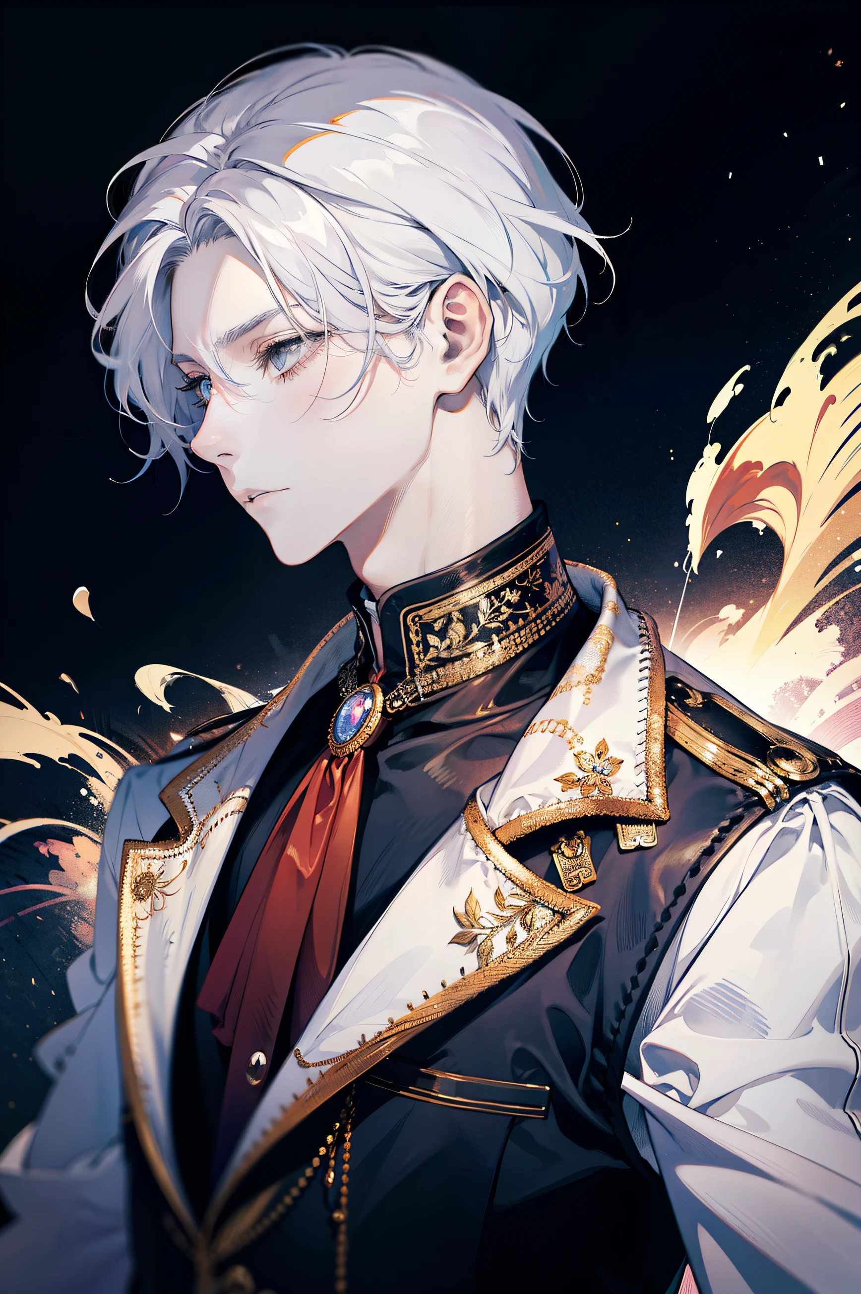 A man with white hair,indifferent expression, full body picture((best quality)), ((masterpiece)), (detailed), perfect face
