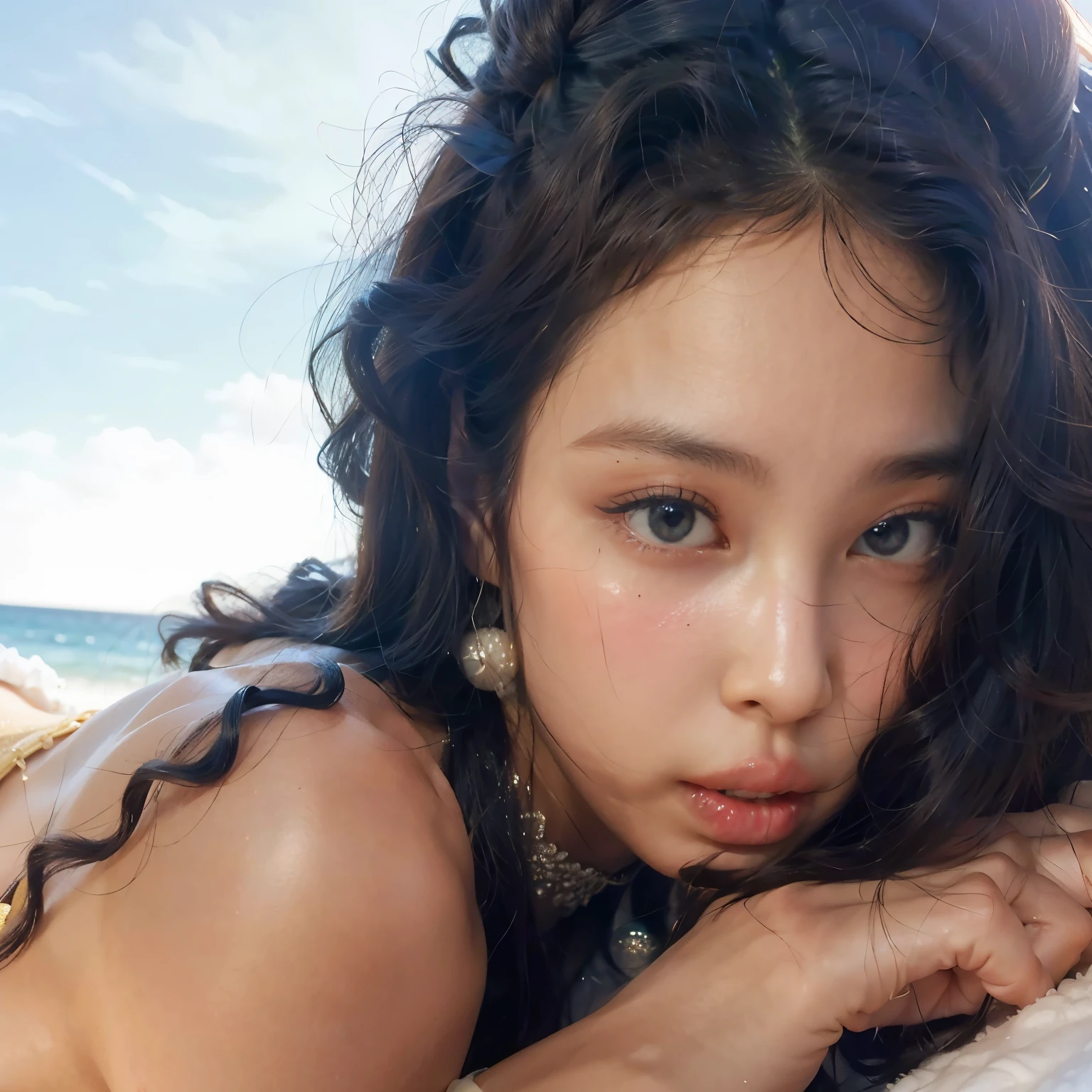 mulher araffe com cabelos cacheados deitada em uma toalha de praia, quanto, linda mulher, linda linda mulher, lindo rosto latina, deitando-se, pele clara, Bella Poarca, Senhora deslumbrante, Retrato de Sophie Mudd, pele verde-oliva, ela tem pele morena oliva, garota sexy com pele escura, mulher deslumbrante, rosto lindo, linda mulher, senhora sedutora, rosto sexy