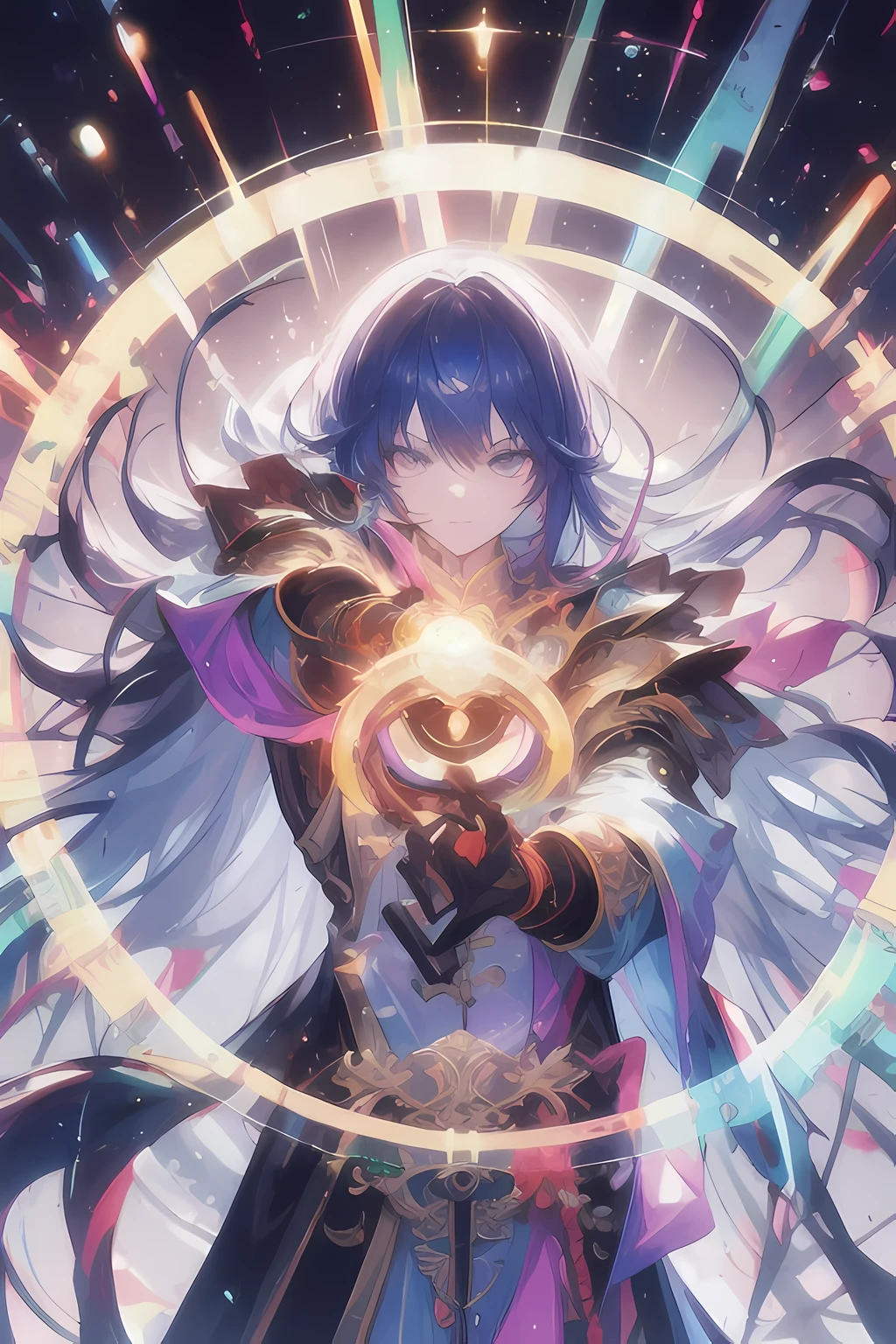 Taoist super spells are magical,Surrounded by mysterious light,Flickering spells and candle light and shadows,The walls exude an ancient atmosphere,The Taoist priest holds a magic weapon in his hand,Focus on performing the transcendent ritual。
