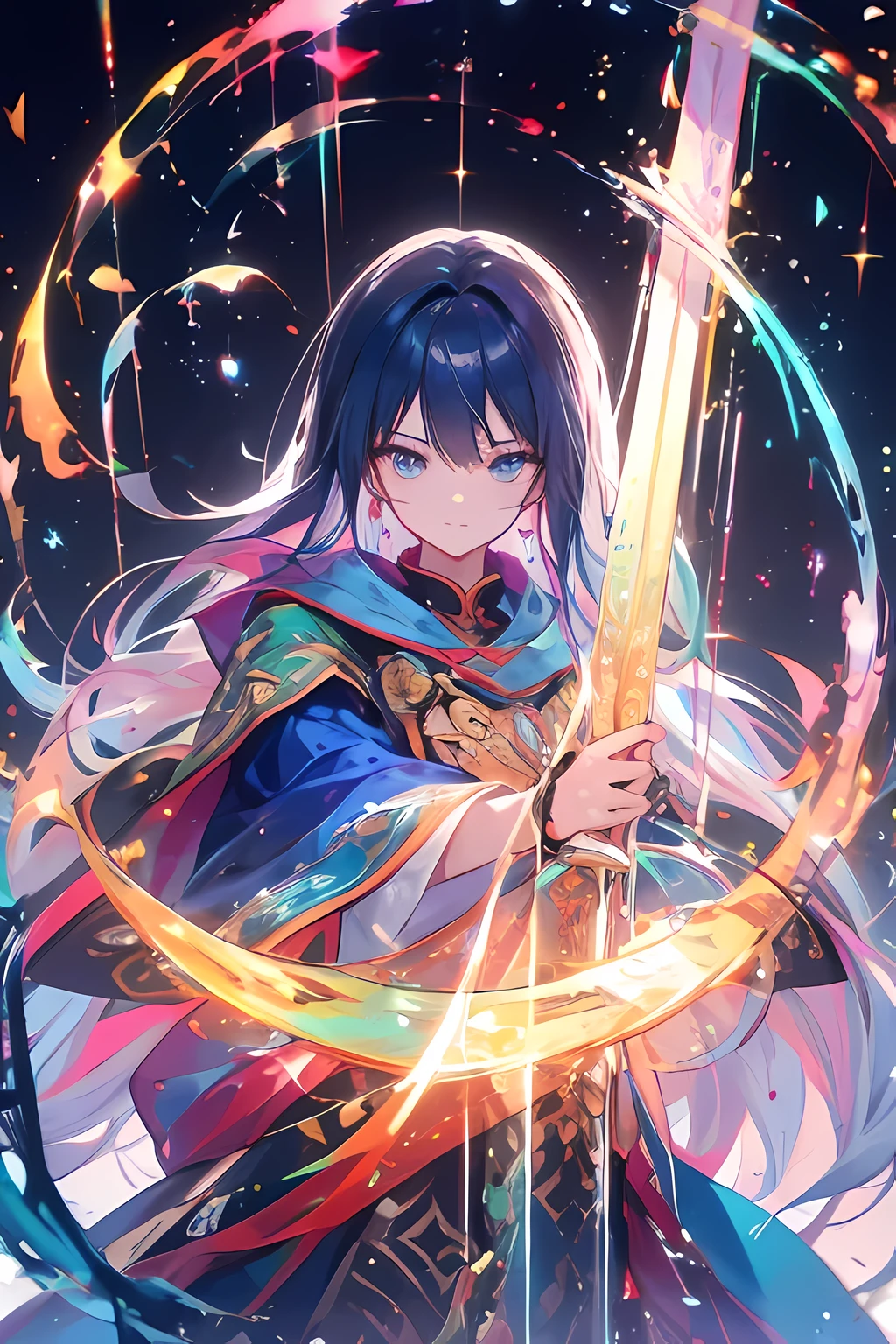 Taoist super spells are magical，Surrounded by mysterious light，Flickering spells and candle light and shadows，The walls exude an ancient atmosphere，The Taoist priest holds a magic weapon in his hand，Focus on performing the transcendent ritual。