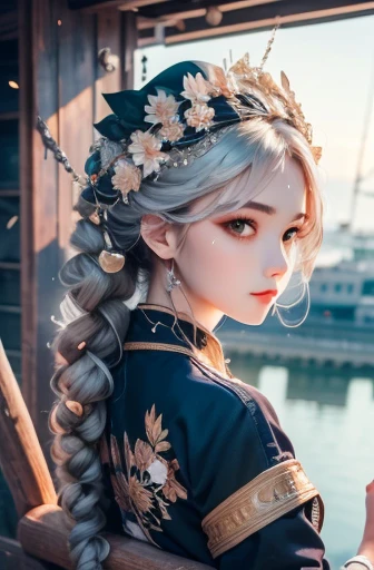 white hair, girl, Profile picture, blue eyes