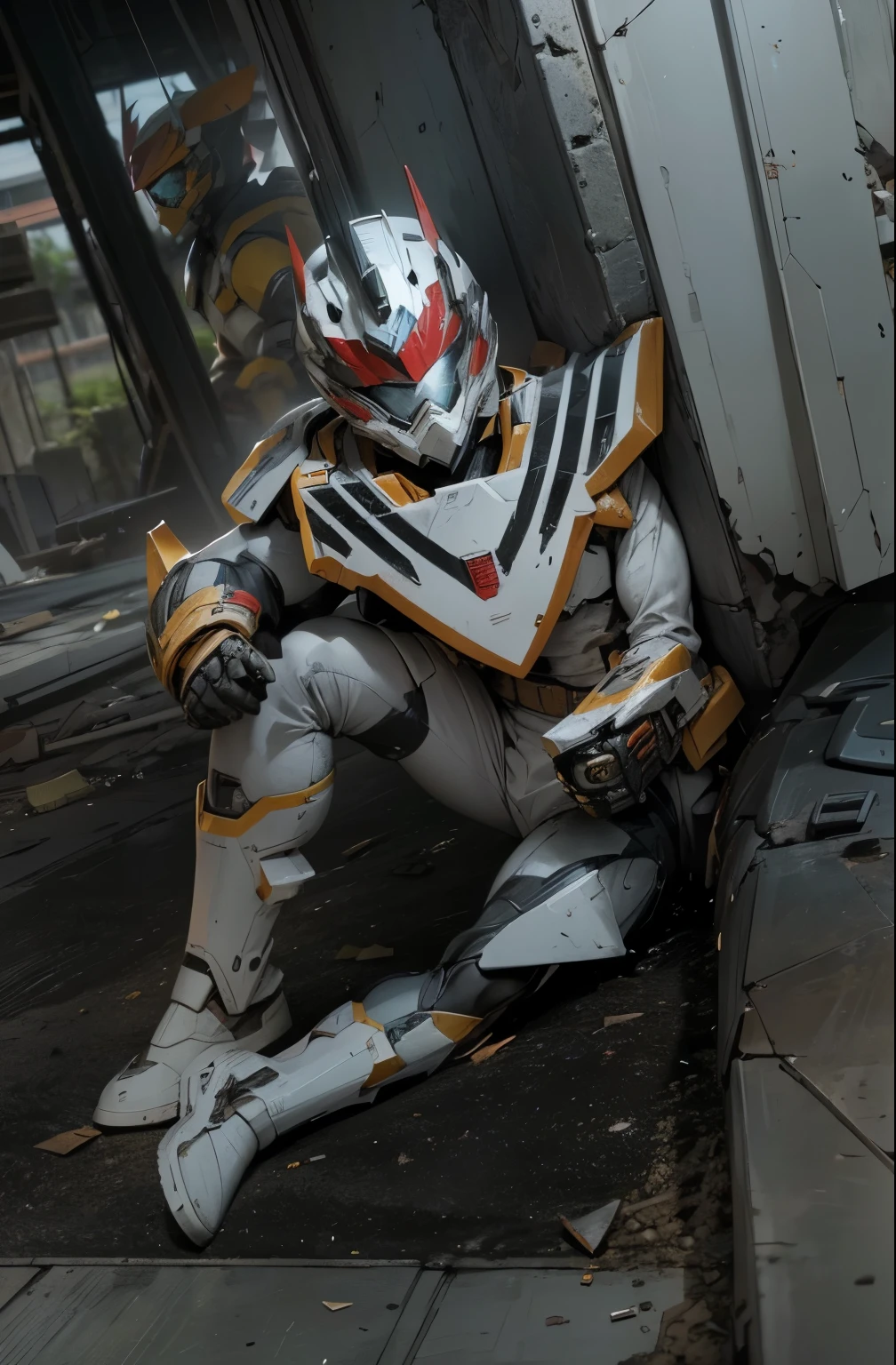 (Best quality, 8k, 32k, Masterpiece, UHD:1.2), (Best quality, 8k, 32k, Masterpiece, UHD:1.2), "Generate an image featuring a Power Ranger surrounded by wreckage or ruins of Zord robots from the Power Rangers series.
Ensure that the Power Ranger is depicted in their iconic costume, complete with helmet, suit, and accessories representing their Ranger color. Emphasize the Ranger's determined expression as they stand amidst the wreckage, ready to face whatever challenges come their way.
The wreckage of the Zord robots should be depicted in detail, conveying the sense of destruction and battle damage. Include broken parts, twisted metal, and scattered debris to emphasize the scale of the conflict.
Set the scene against a dramatic backdrop that enhances the atmosphere of the image. Consider adding elements such as smoke, fire, or sparks to convey the chaos of the battle and the aftermath of the destruction.
Capture the resilience and bravery of the Power Ranger as they stand firm in the face of adversity, ready to protect the world from any threat."
Set the scene against a dynamic backdrop that enhances the sense of action and adventure. Consider including elements such as dramatic lighting, atmospheric effects, and a sense of scale to convey the epic nature of the Power Rangers' battles.
Capture the energy and excitement of the moment, conveying the power and teamwork of the Power Rangers as they pilot their Zords into battle against formidable foes."