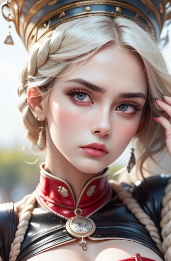 from below,troubled face,mad,,Upper body,smooth,Red leather,red corset,,collar,National Science Foundation,((best quality, 8K, masterpiece: 1.3)), clear focus: 1.2, (layer cut, big deal: 1.2),Beautiful woman with perfect body: 1.4, slim abs: 1.2, wet: 1.5, Highly detailed facial and skin textures, delicate eyes, double eyelids, rope, SM, studs, big deal, angry eyes, sharp vision, flog whip in hand