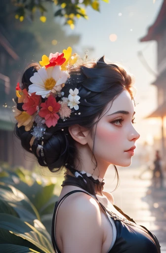 fair (sissy sibner), complex colorful hair with , Sunlight, fair lighting, Vibrant lights, complex, Very detailed, elegant, Smooth, author:Ruan Jia、Artgerm 和 Anton Fadeev,