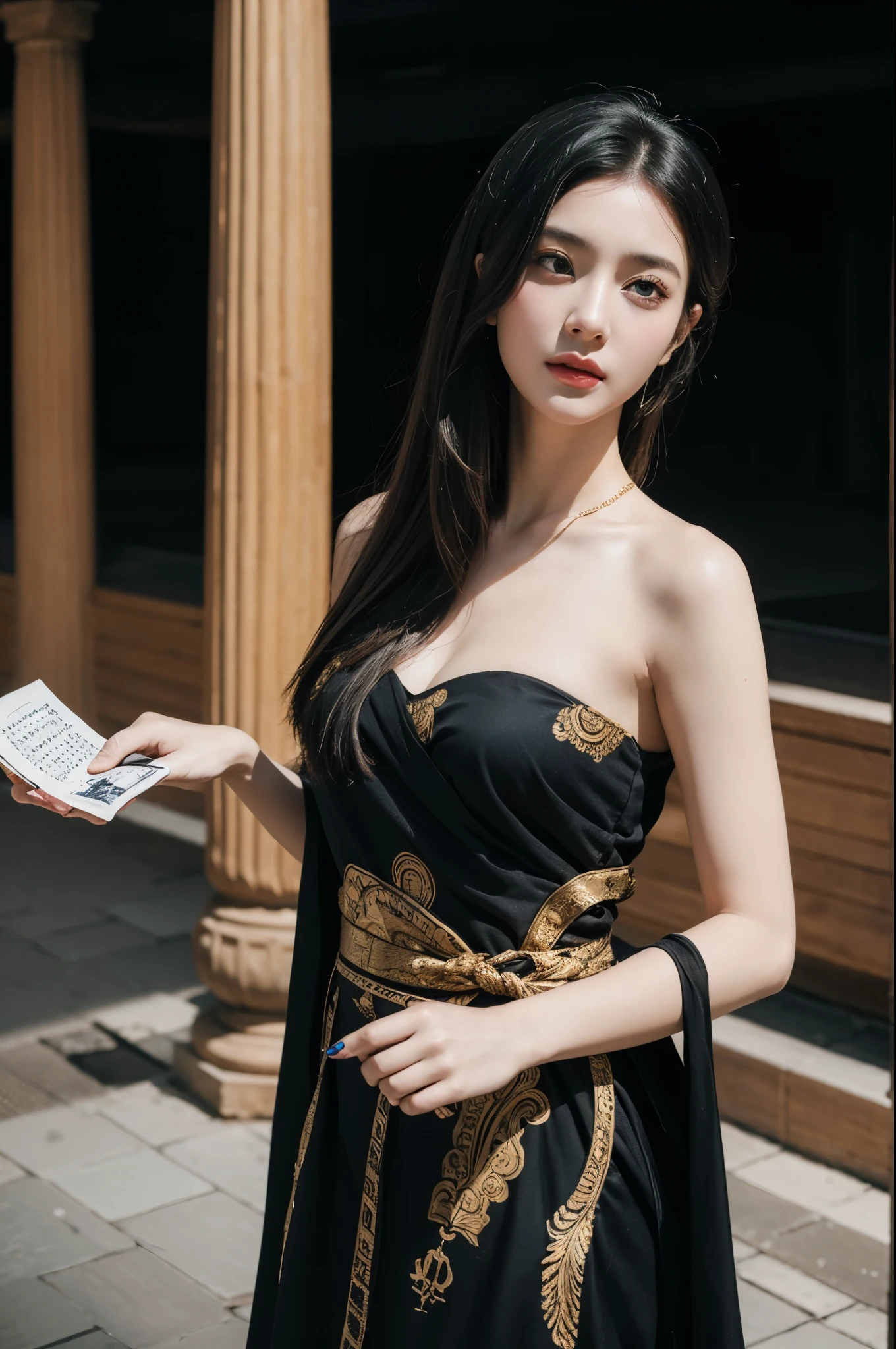 black screen,Gradually an ancient picture emerged,There is a beautiful woman painted on the scroll,Starting from background music,Melodious ancient music sounded。