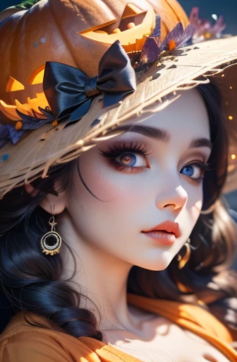(Extremely detailed CG unified 8k wallpaper),(masterpiece), (best quality), (Super detailed), (Best Illustration),(best shadow), (sharp eyeliner, eye shadow, delicate eyes:1.1), (halloween, night sky, pumpkin lantern, :1.1), ,rest, (vectorhalloween:1.2), ,