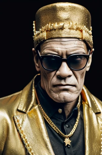 frankenstein monster, rotten, wearing black glasses, gold watch, Thick gold chain, Wear an old suit, ((Super detailed)), (No duplication)
