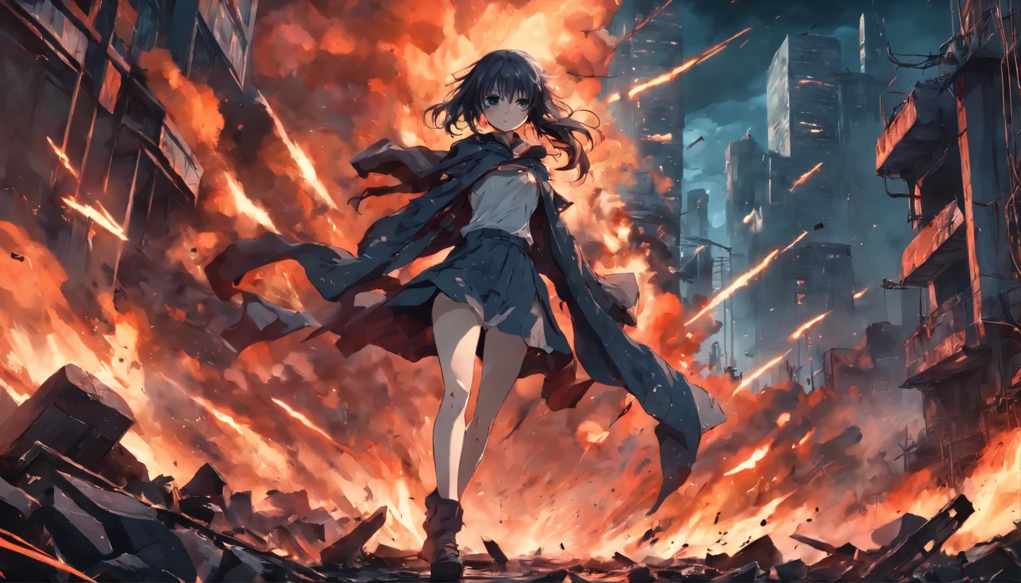 A woman in an apocalyptic scene, lutando bravamente, roupas rasgadas, sangue, dramatic scene (detalhe muito alto:1.4) 8k, perfeito, Melhor qualidade, melhor arte